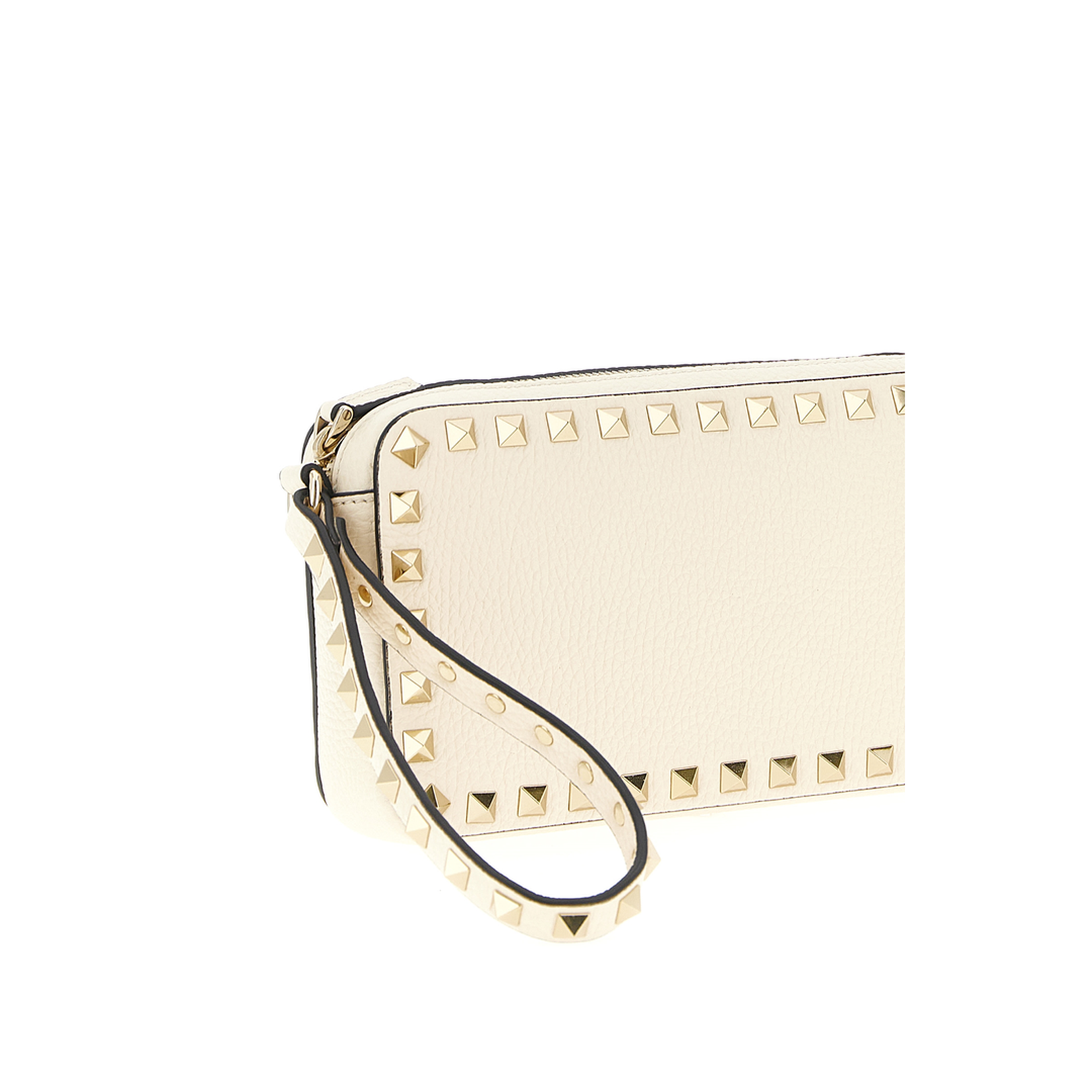 Rockstud Clutch Bag Leather White - Image 3