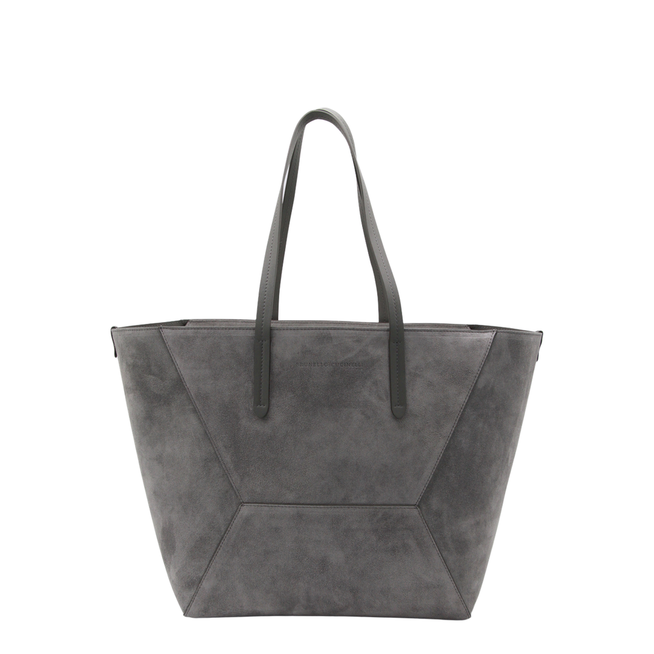 Duo Medium Suede Shopper Tote - Grigio - Image 6