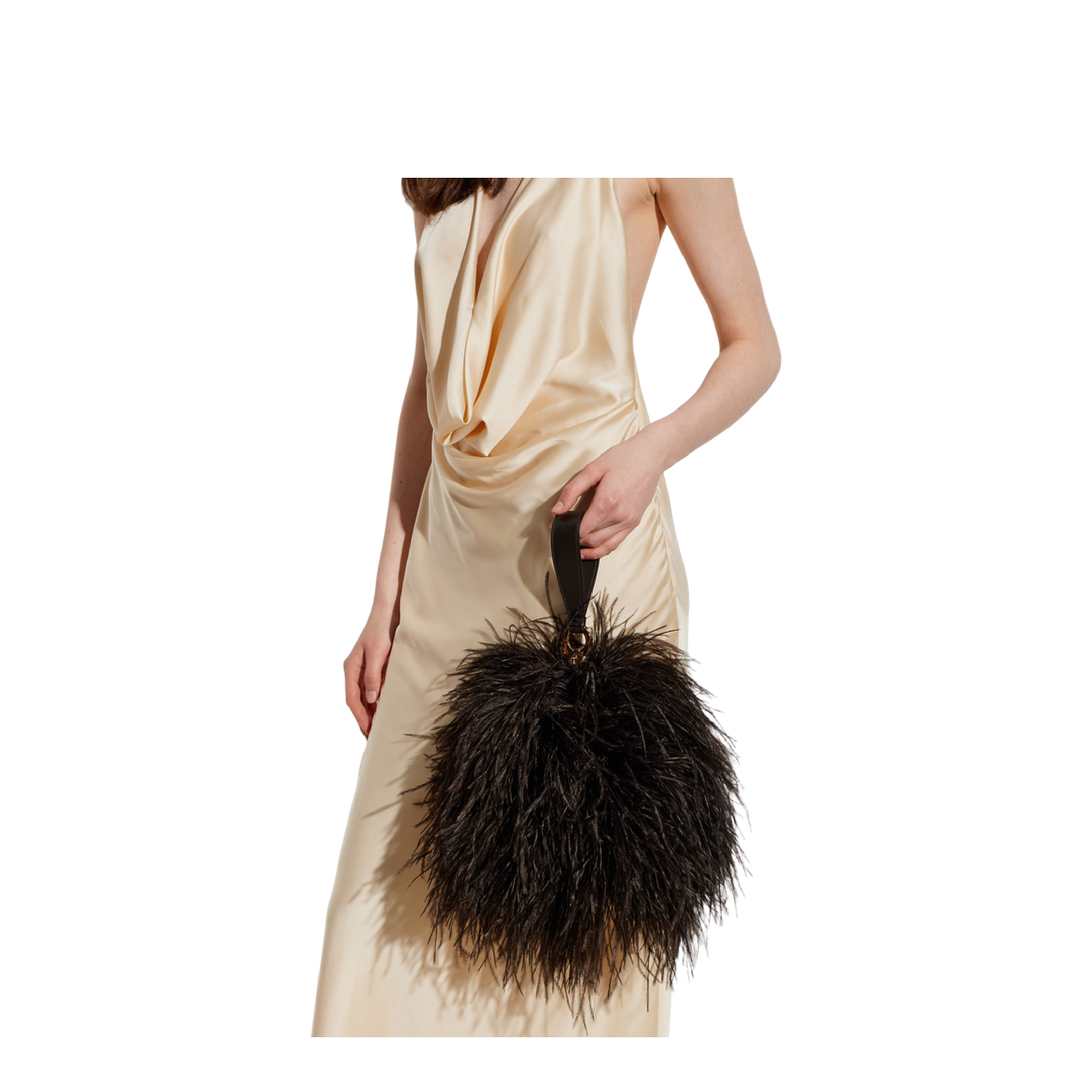 Double Gancini Mini Ostrich Feather Clutch - Testa di Moro - Image 2