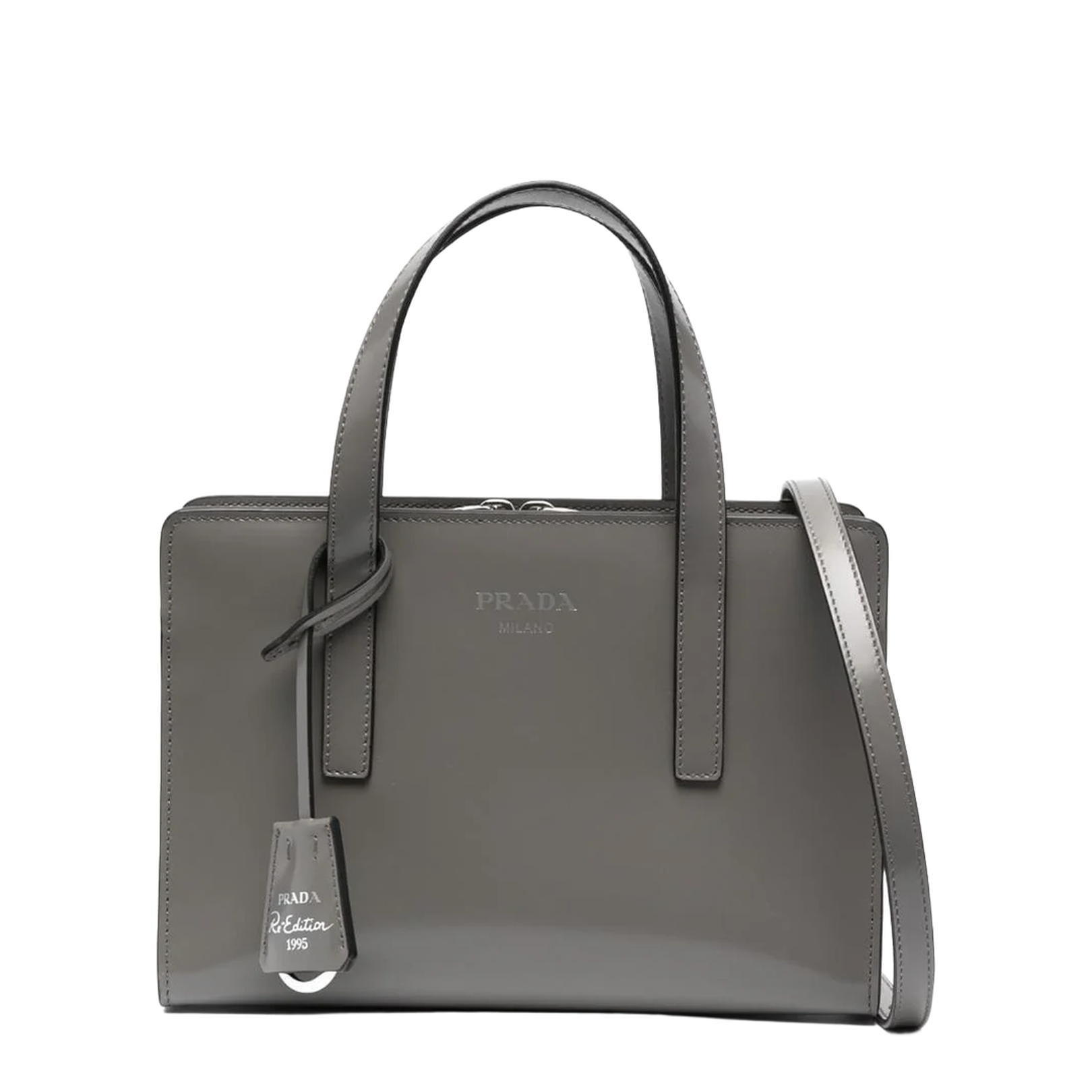 Re-Edition 1995 Mini Brushed Satchel Bag Leather Grey - Image 1