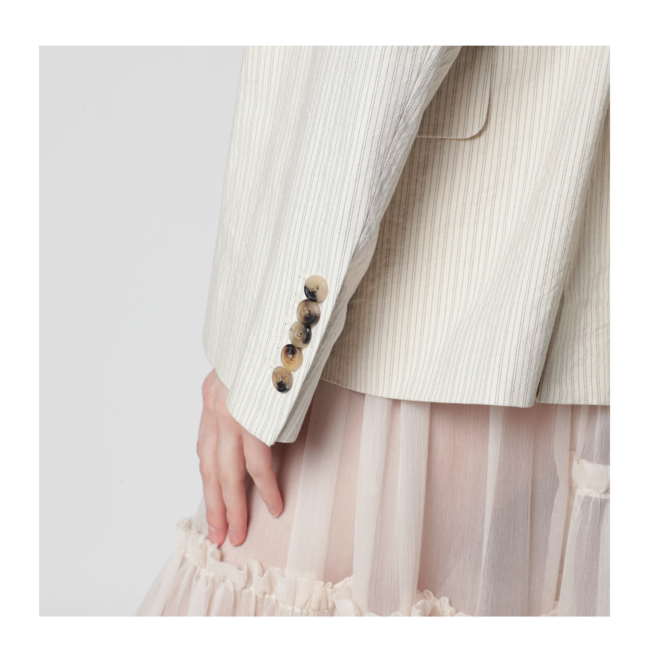 Ecru Oversized Double-Breasted Jacket - Image 2