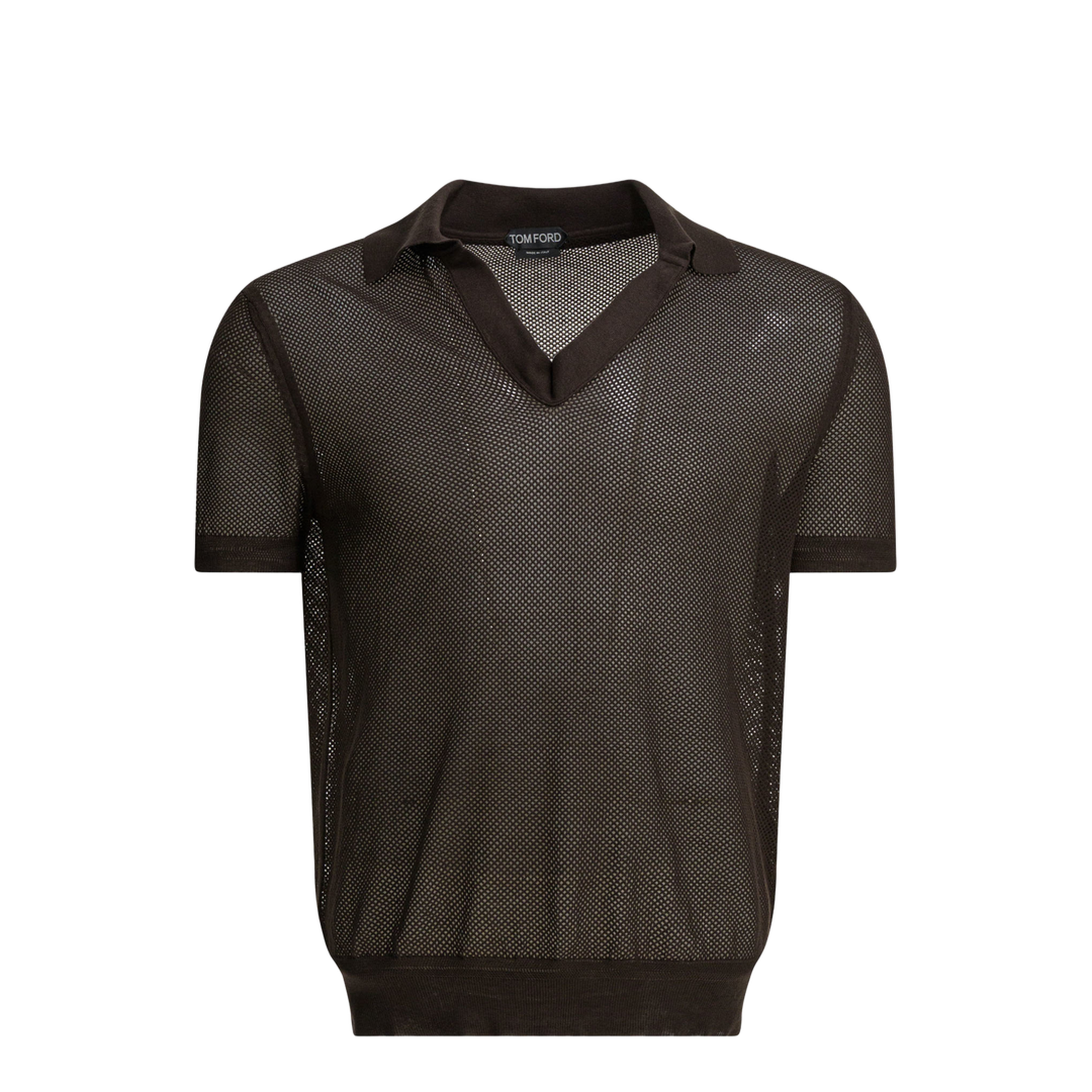 Silk Blend Buttonless Polo Shirt - Image 1