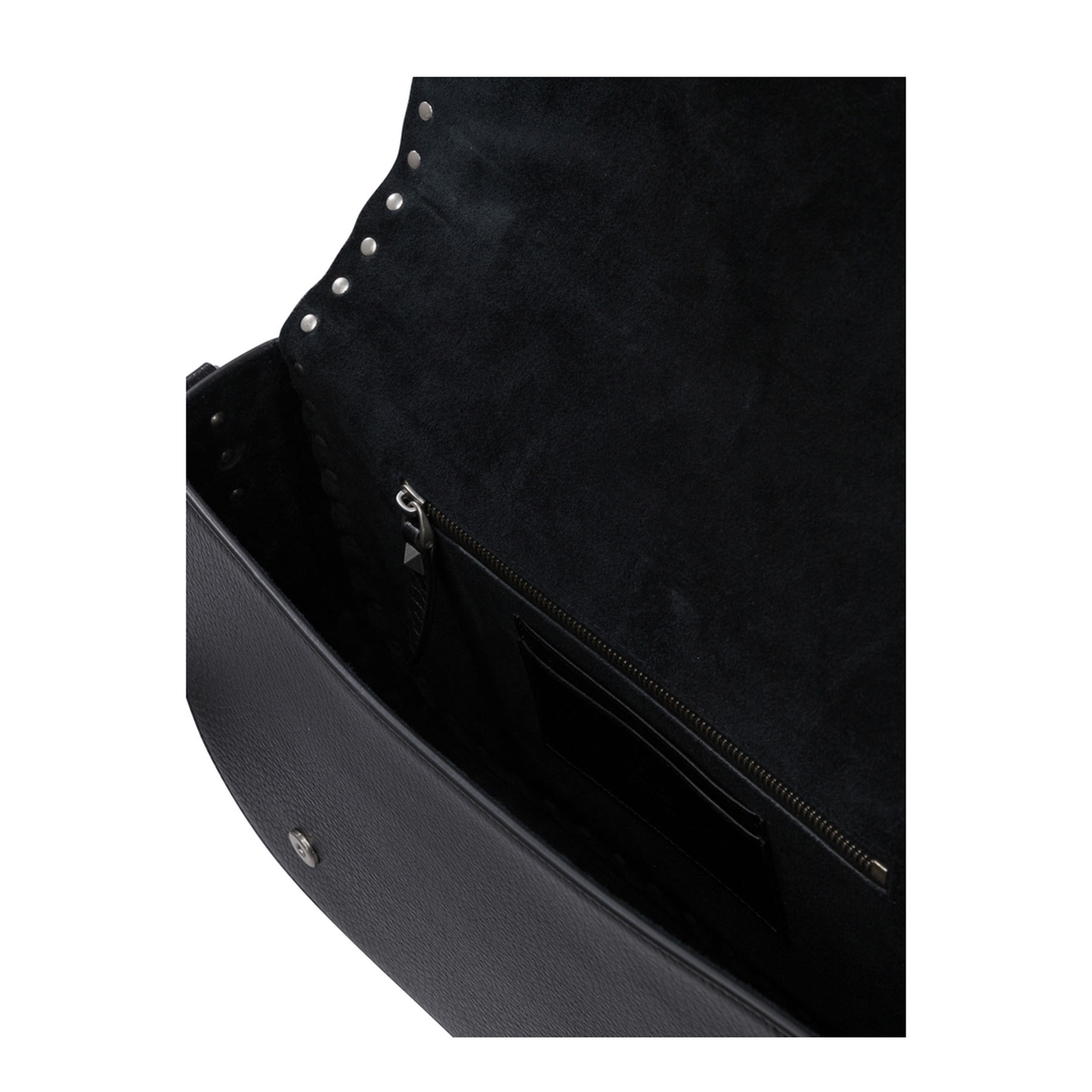 Rockstud Calfskin Messenger Shoulder Bag - Black - Image 5