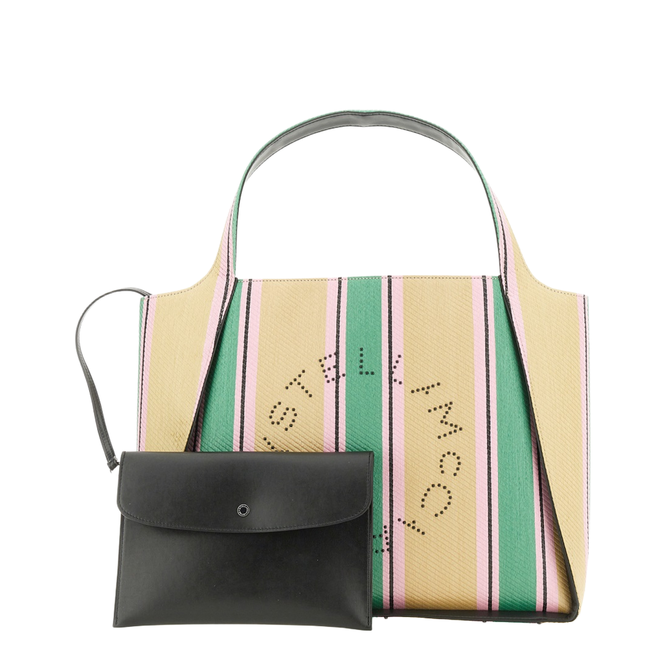 Stella Logo Striped Raffia Tote Bag - Multicolour - Image 3