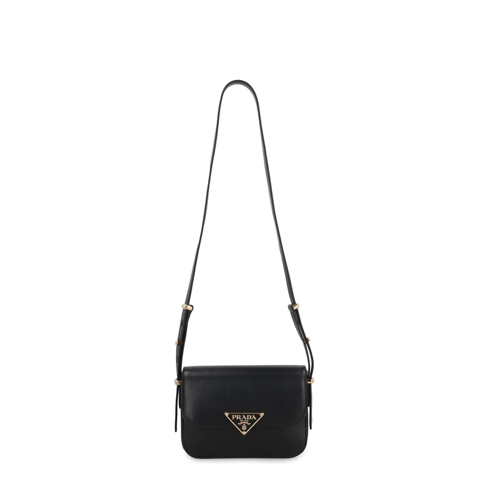 Triangle-Logo Small Calfskin Crossbody - Black - Image 4