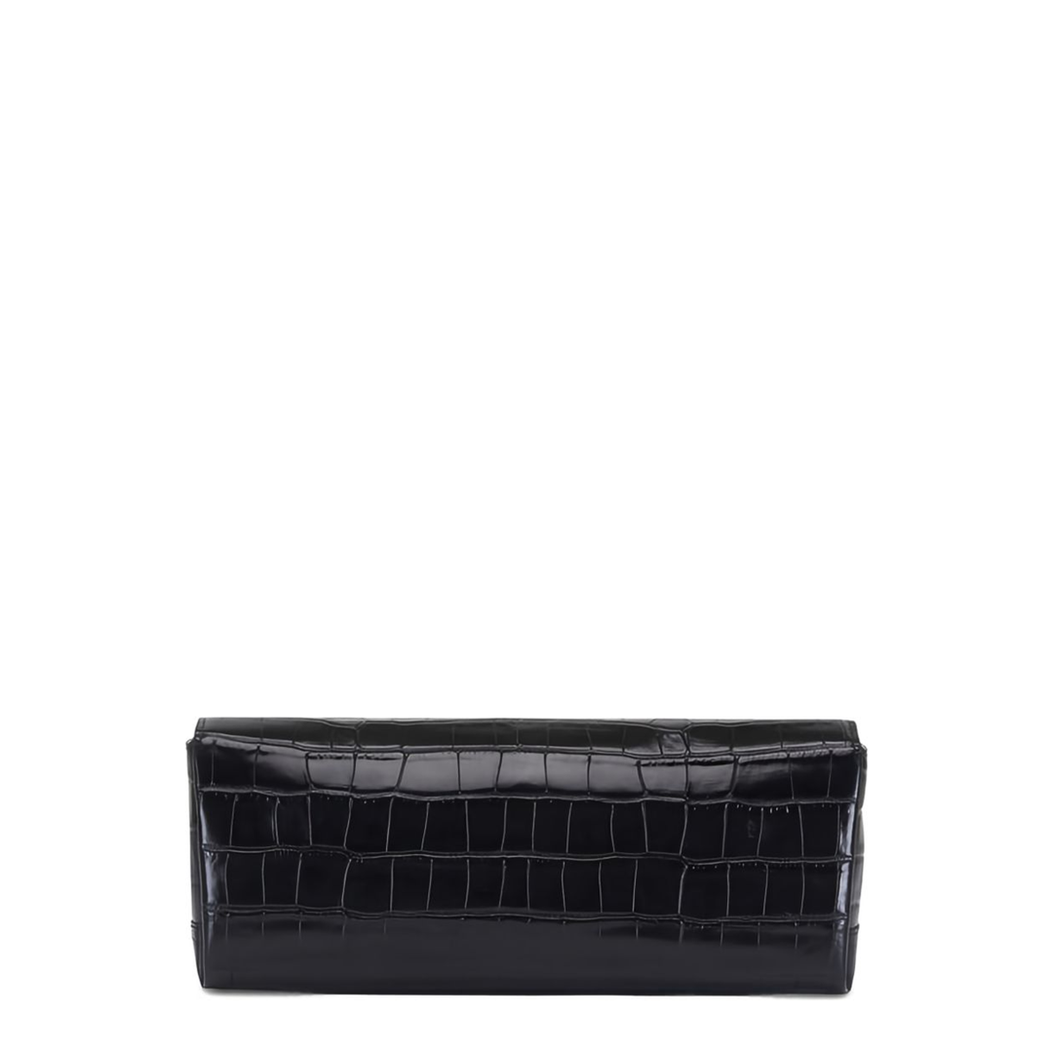 T-Clutch Croco-Embossed Leather Clutch - Black - Image 4