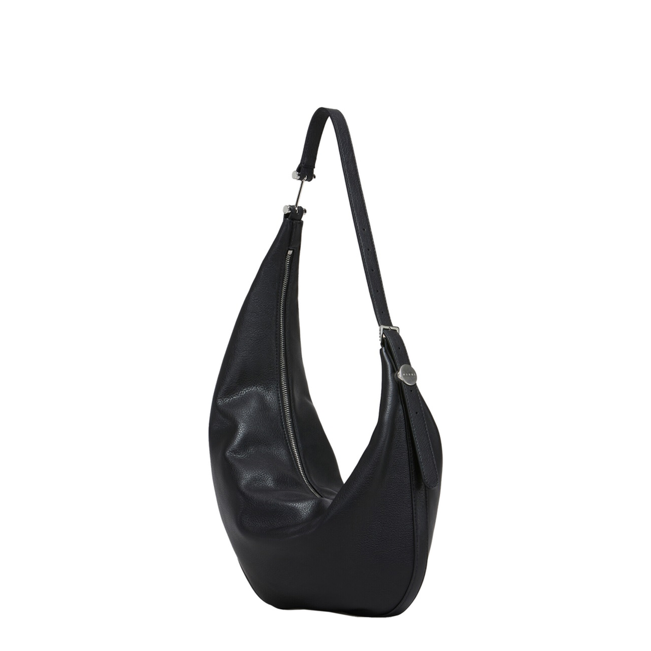 Dot Small Calf Leather Hobo Bag - Black - Image 3