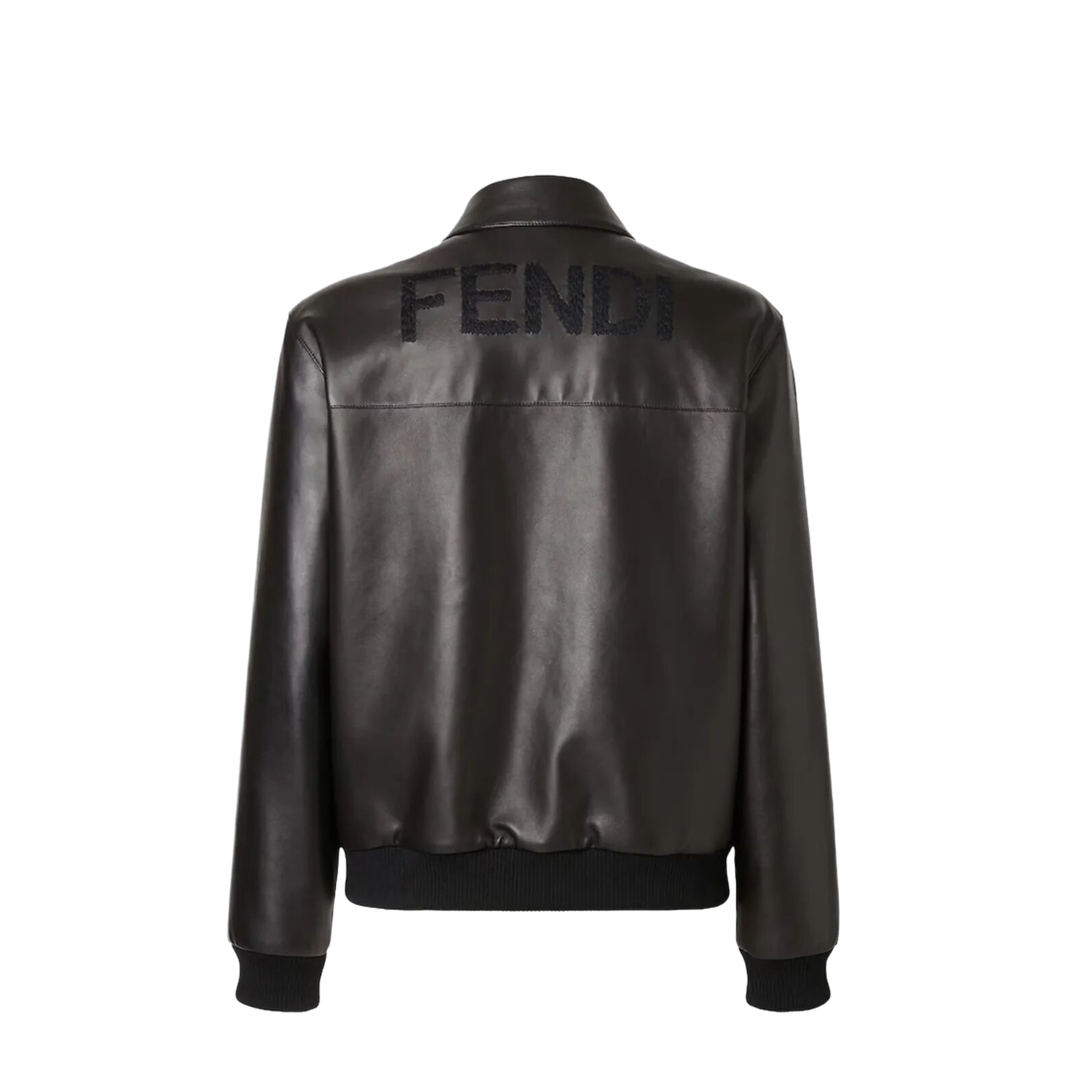 Leather Bluson with Maxi Lettering Embroidery - Image 2