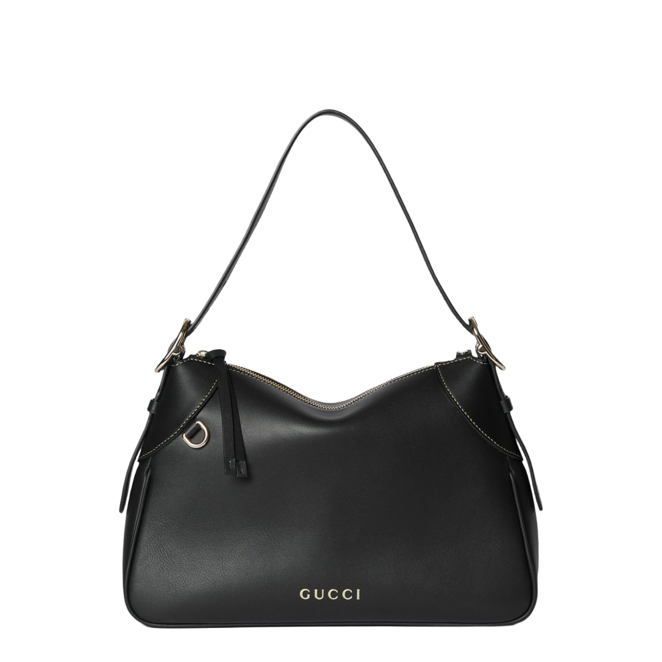 GG Emblem Leather Bucket Bag - Black - Image 1