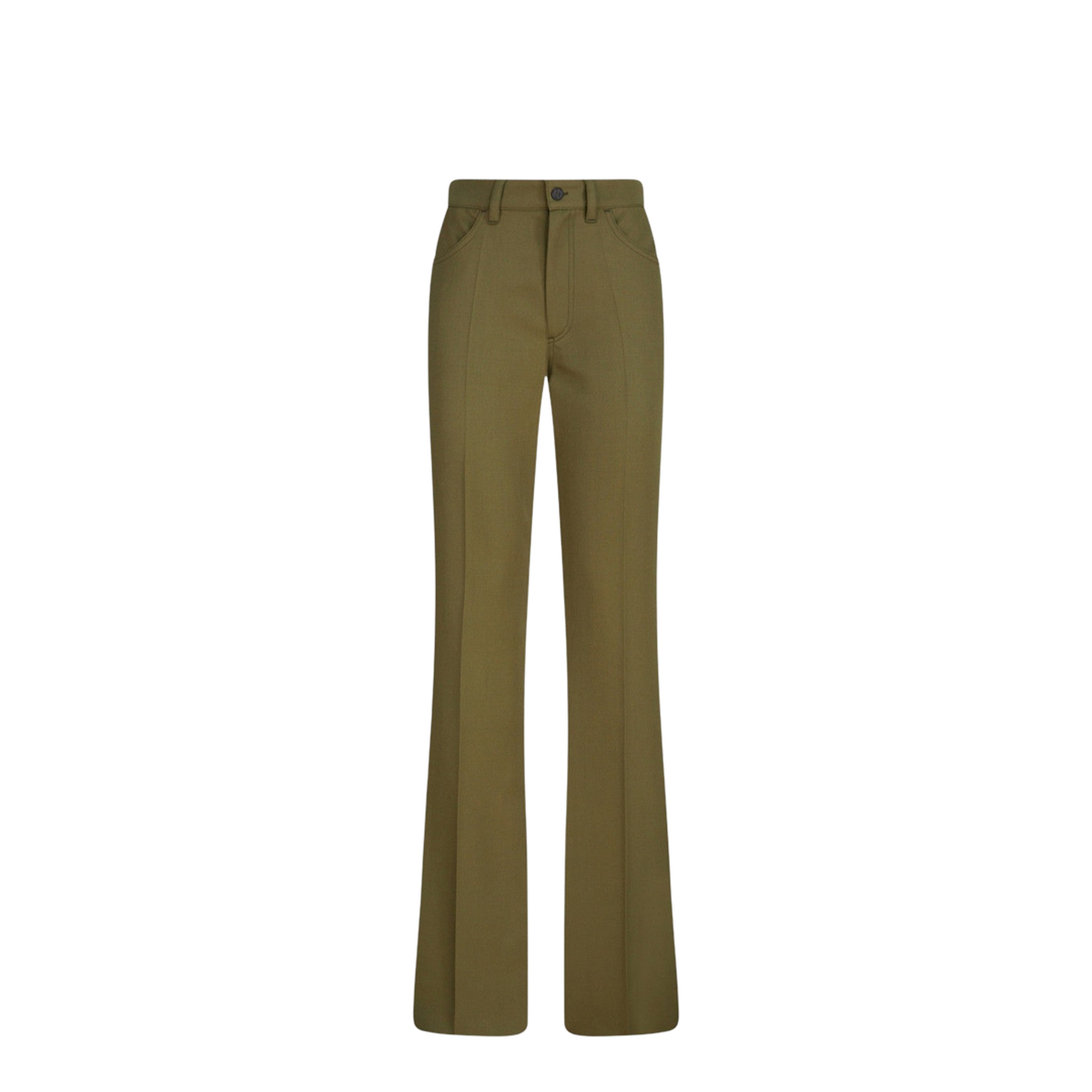 Military Green Wool Gabardine Trousers - Image 1