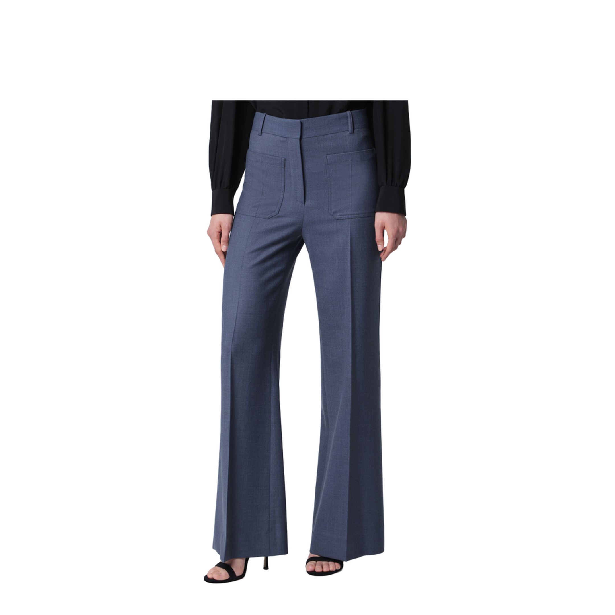 Alina Trousers in Blue Mélange Wool Blend - Image 1