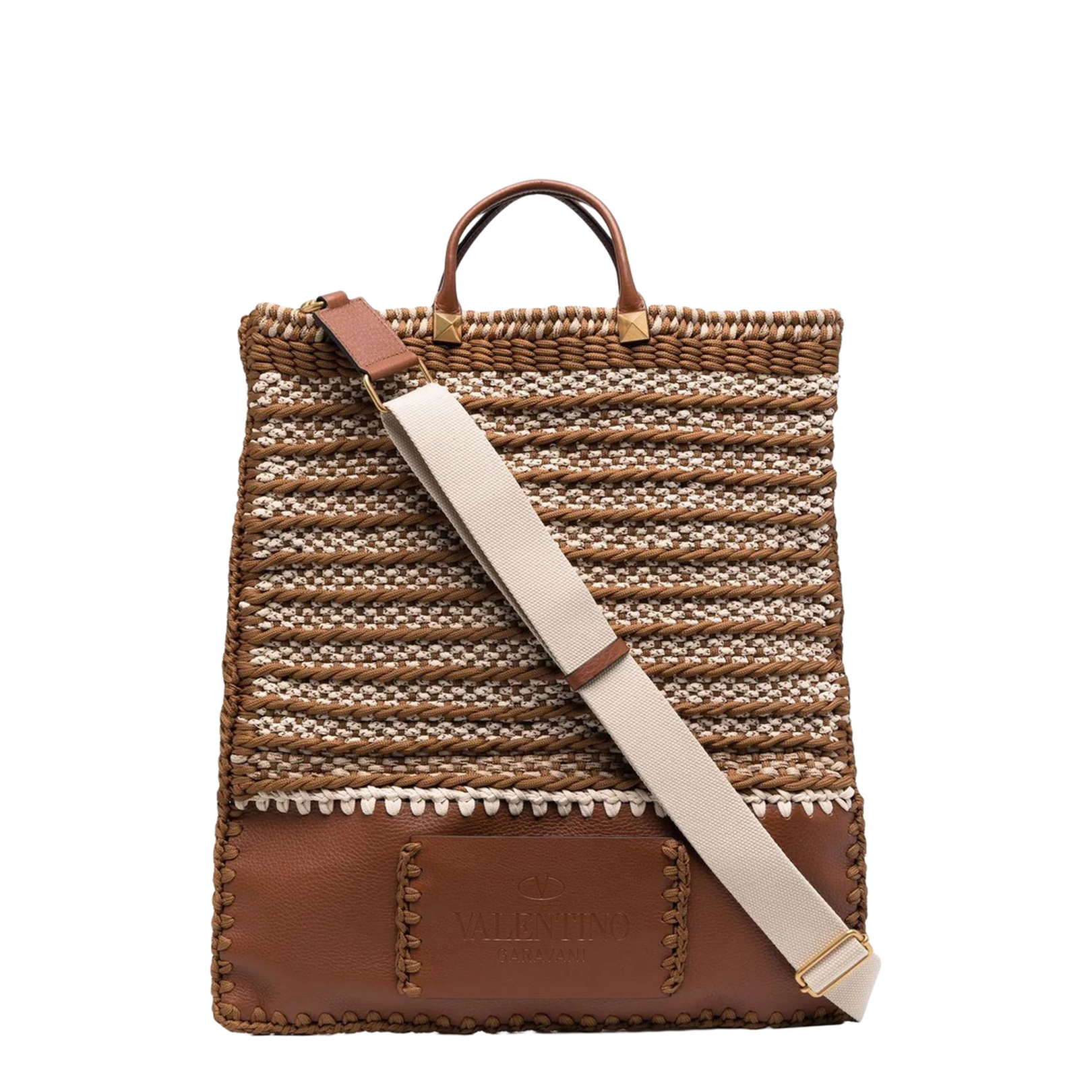 Multicolor Crochet And Leather Shopping Bag - Image 2