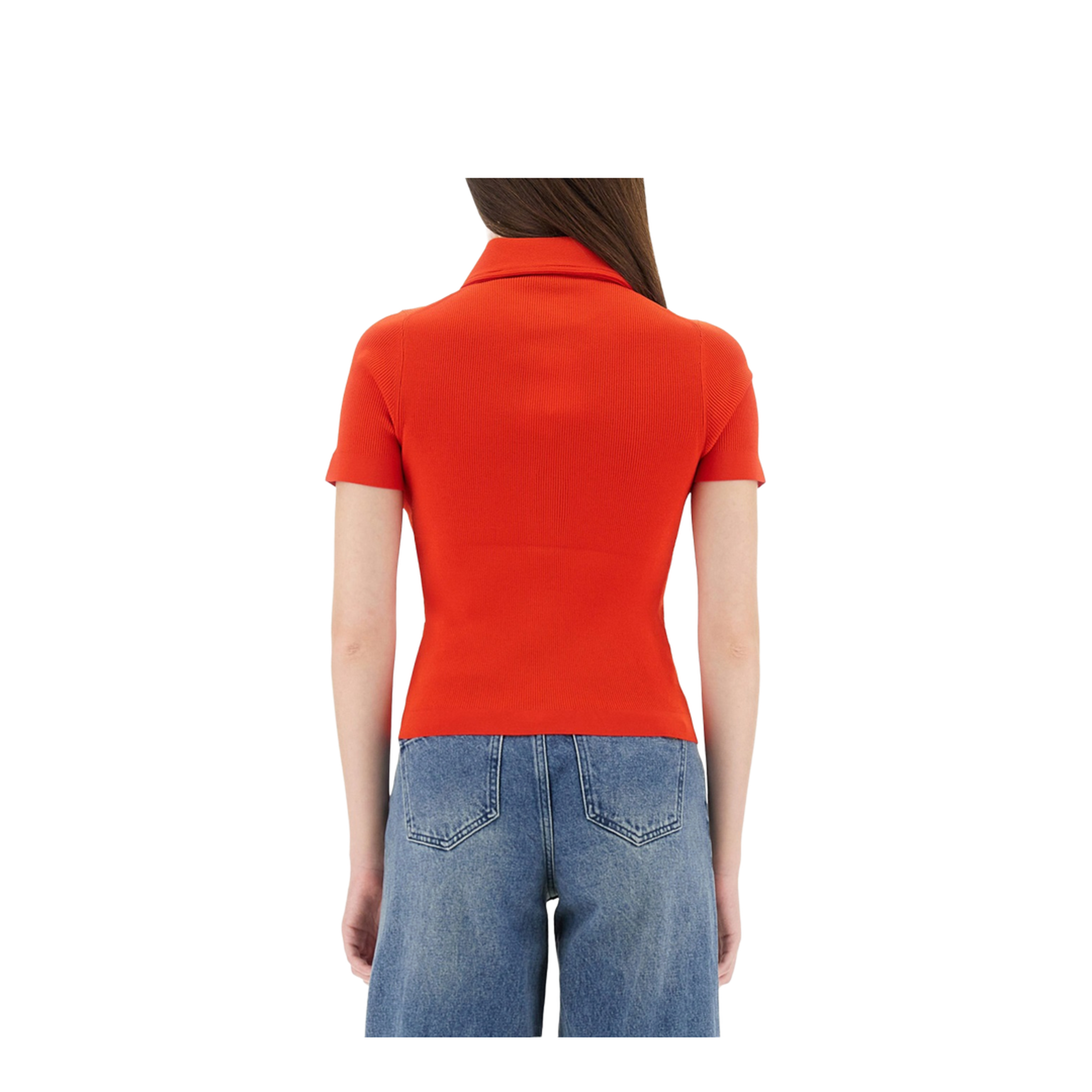 Coral Red Viscose Blend Polo Shirt - Image 3