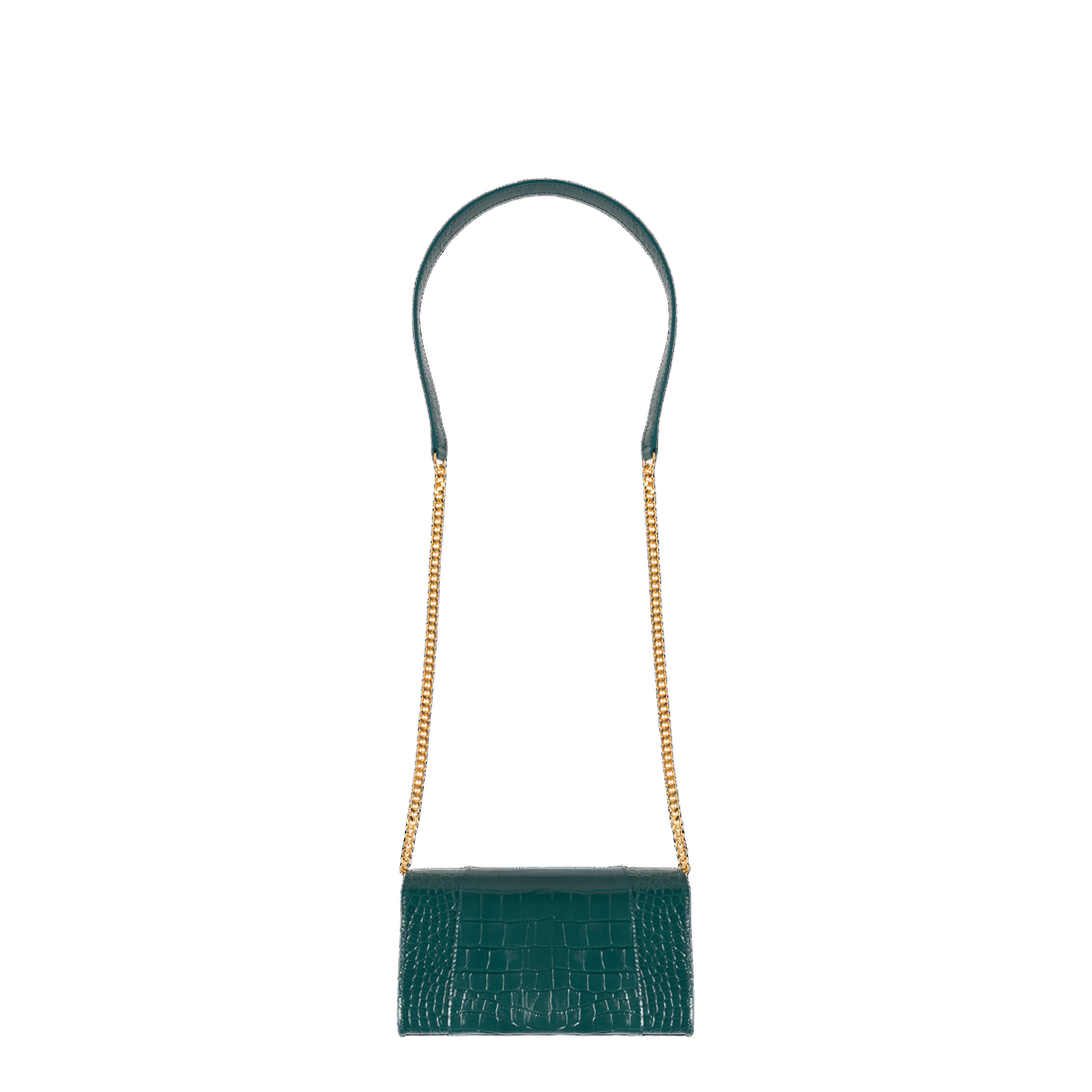 Hourglass Calfskin Wallet On Chain - Dark Emerald - Image 3