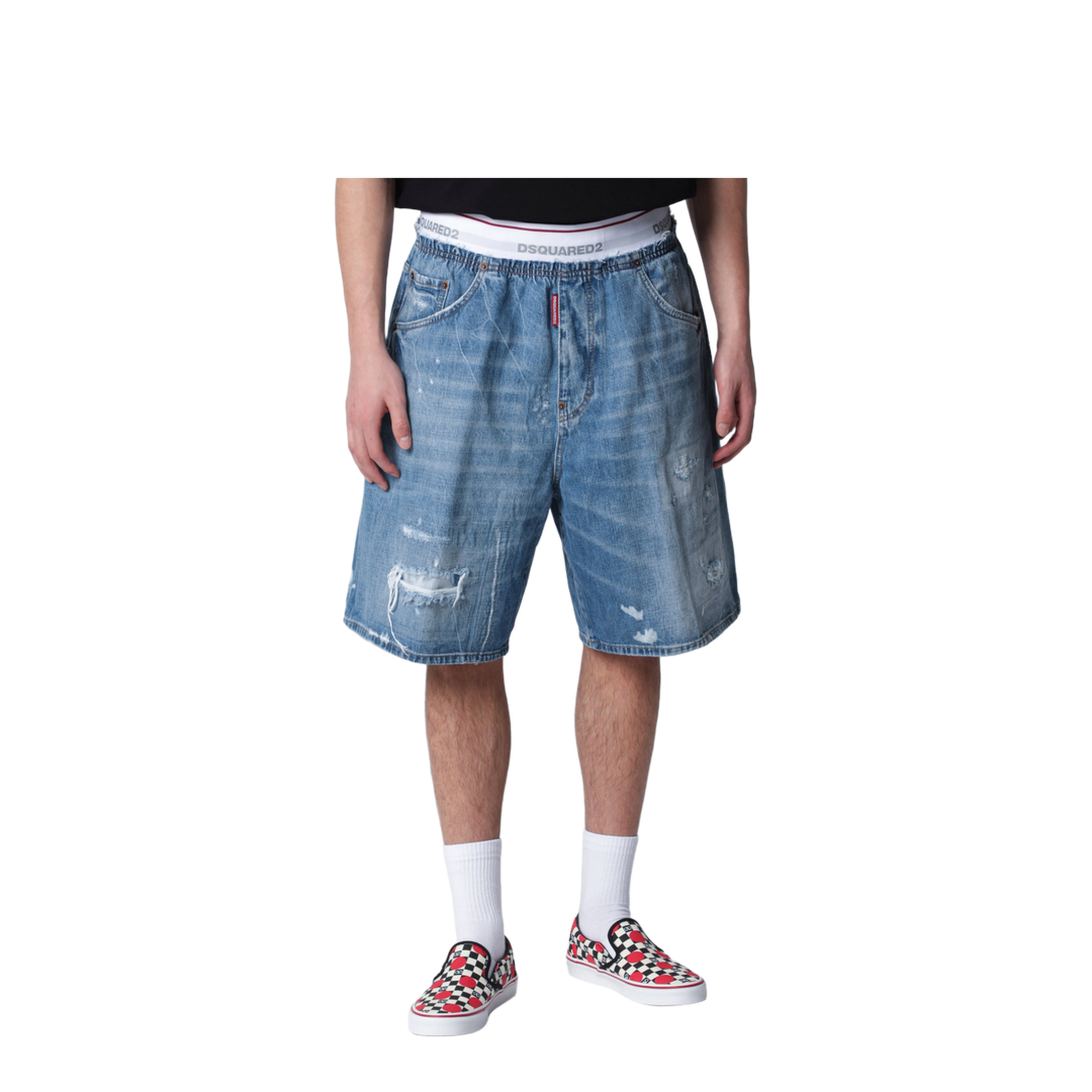 Surfer Light-Wash Distressed Denim Shorts In Blue - Image 1