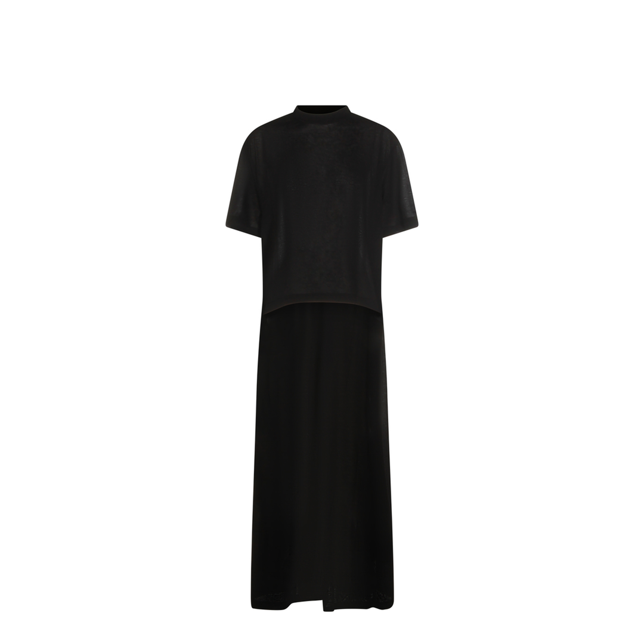 Black Maxi Train T-Shirt in Cotton Jersey - Image 1