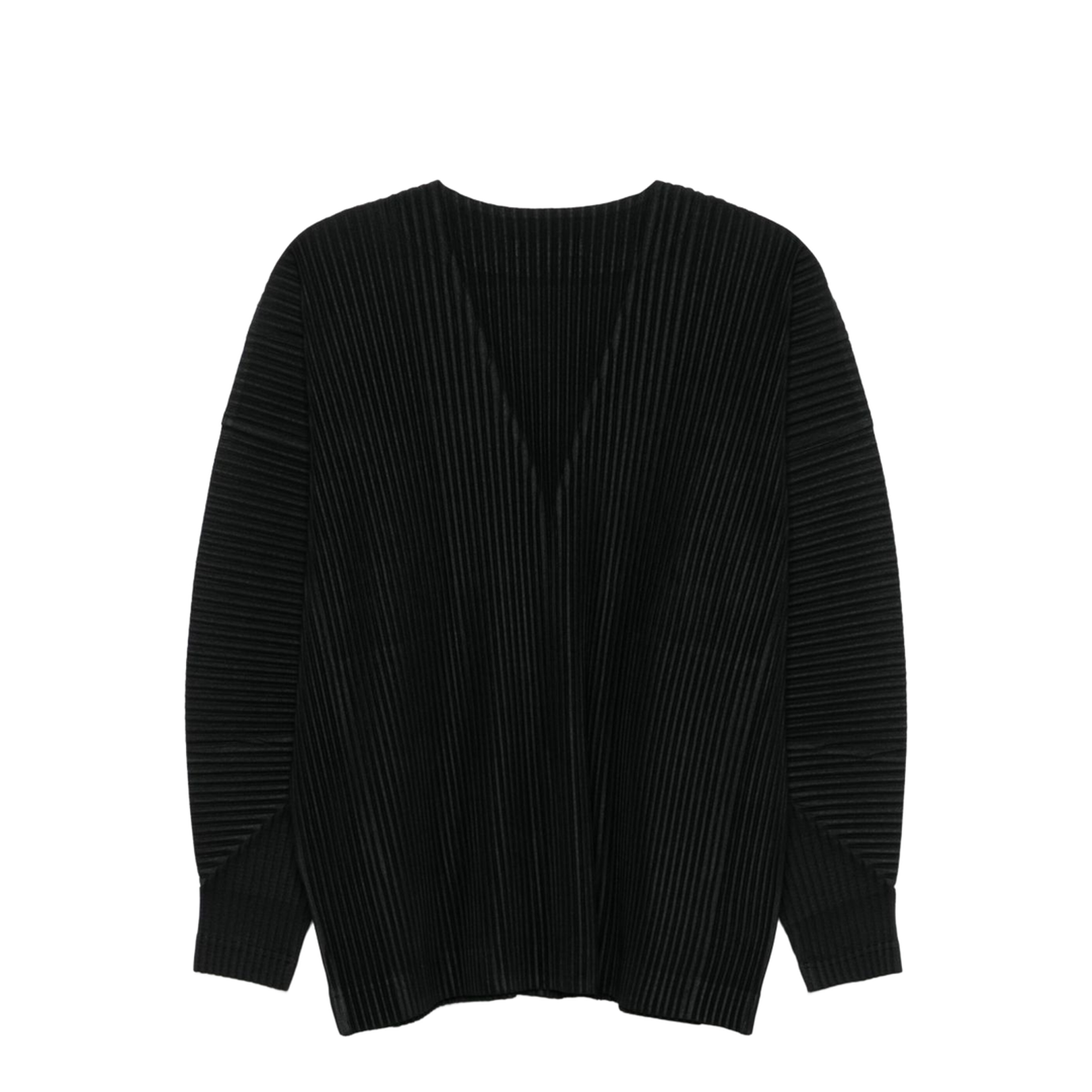 Black Plissé Effect Long Sleeve Shirt - Image 2