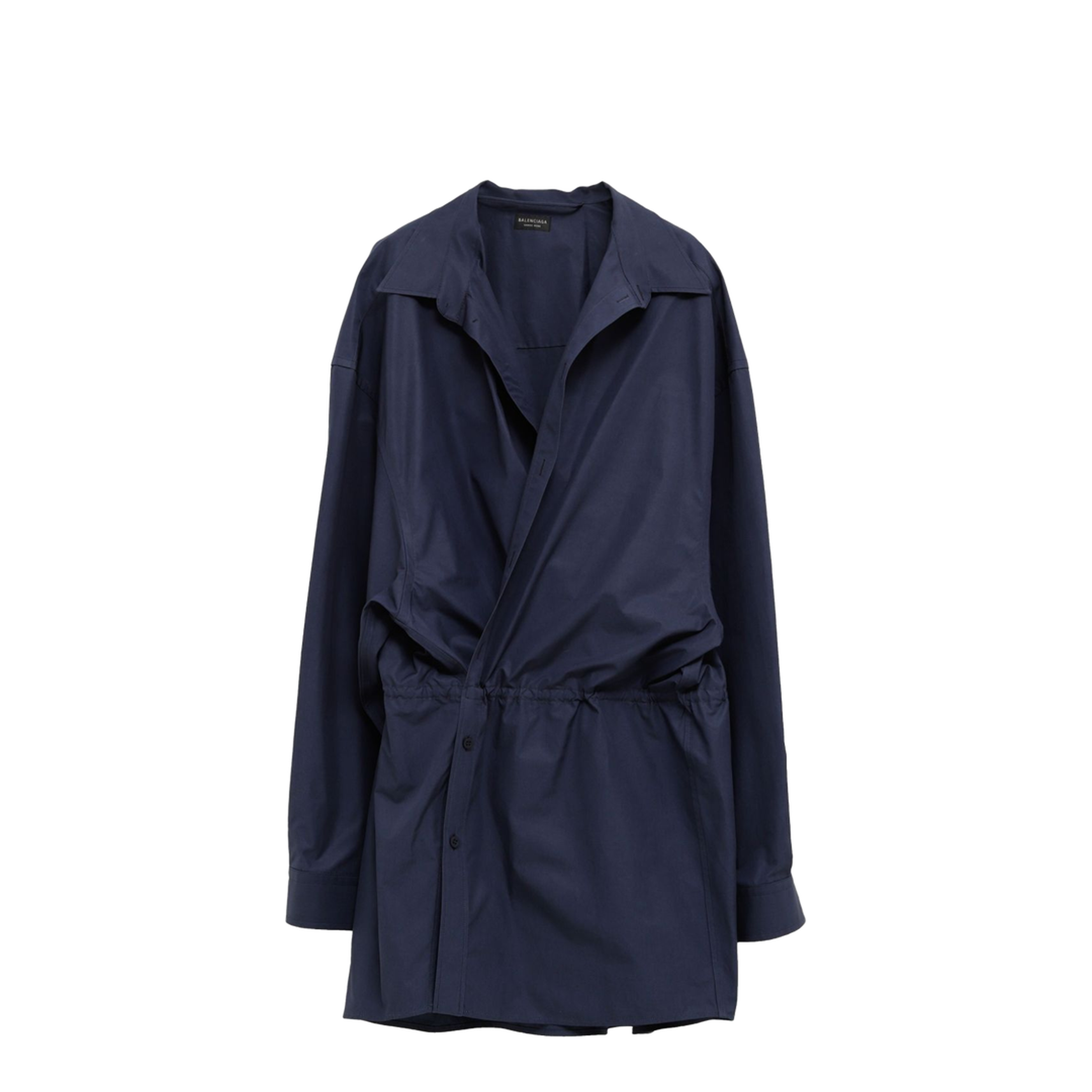 Elasticated Waistband Cotton Shirt Mini Dress - Image 1
