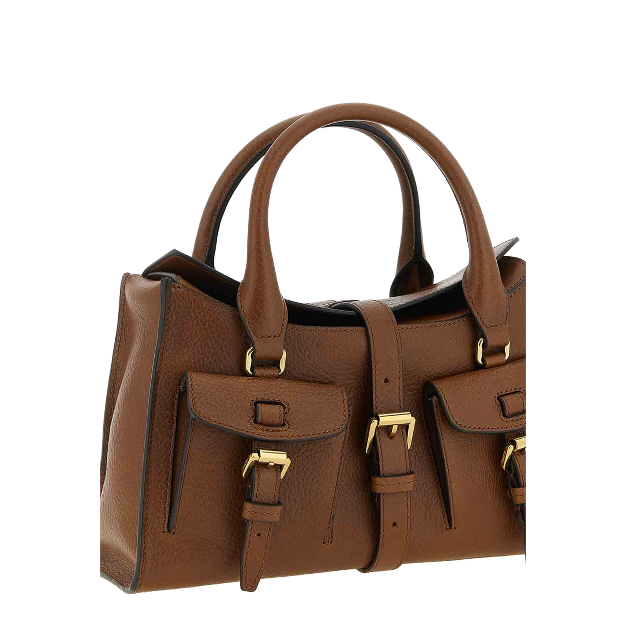 Small Handbag With Adjustable And Removable Shoulder Strap And Two Front Pockets In Leather - Image 4