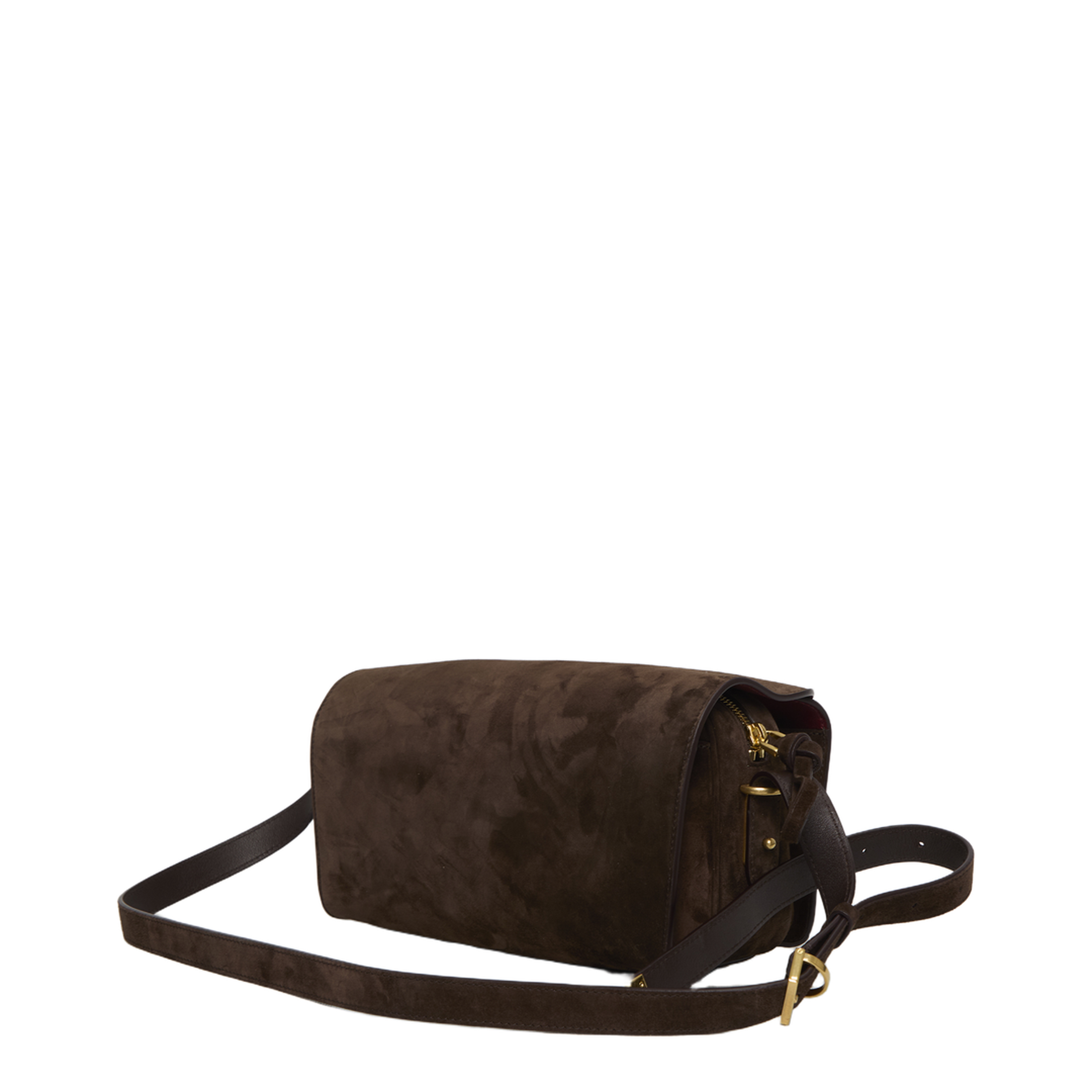 Le 7 Medium Suede Calfskin Shoulder Bag - Moka/Ruby - Image 2