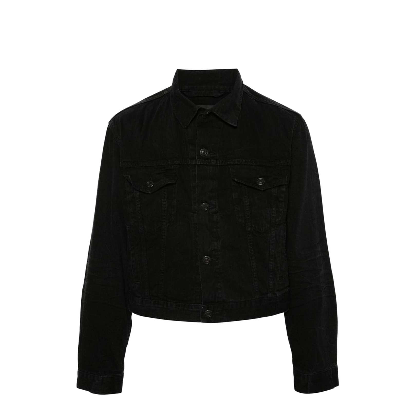 Black Cotton Denim Shirt - Image 1