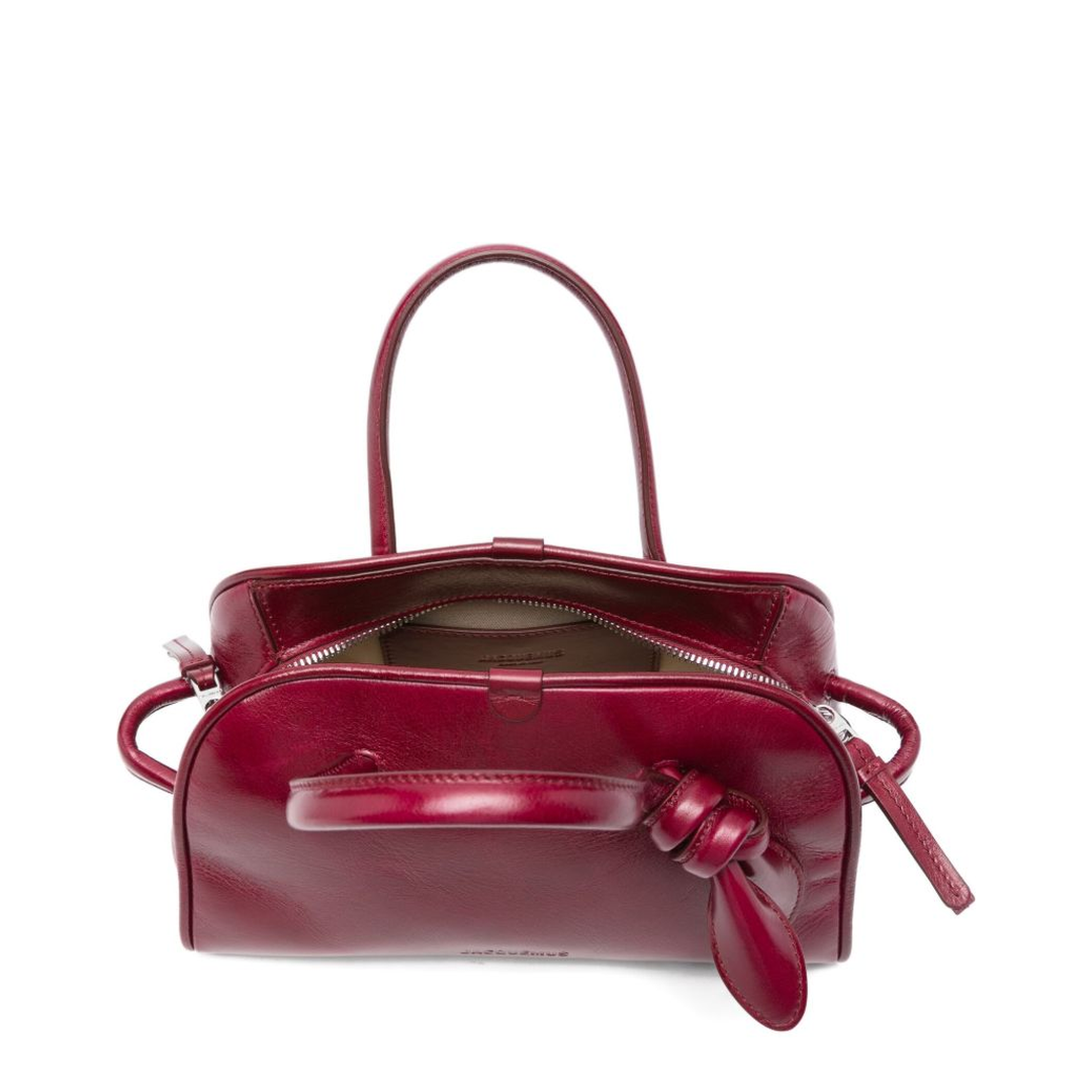 Turismo Small Leather Bowling Bag - Burgundy - Image 3
