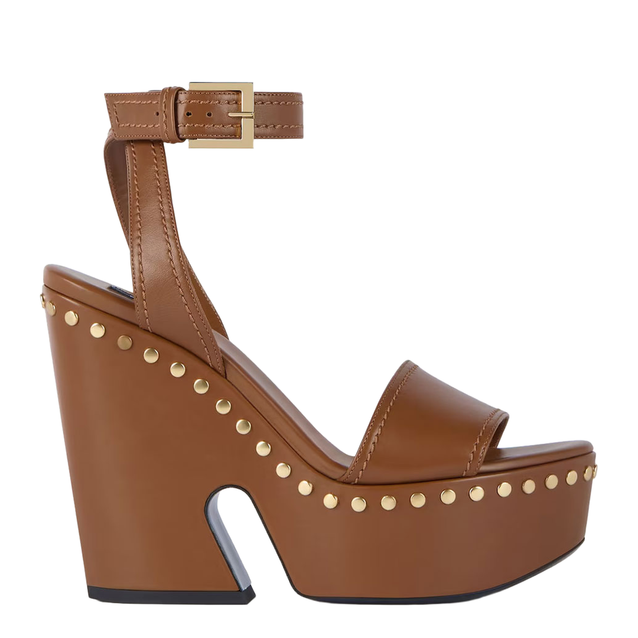 Clog Leather Platform Sandals with Studs Detail - Image 4
