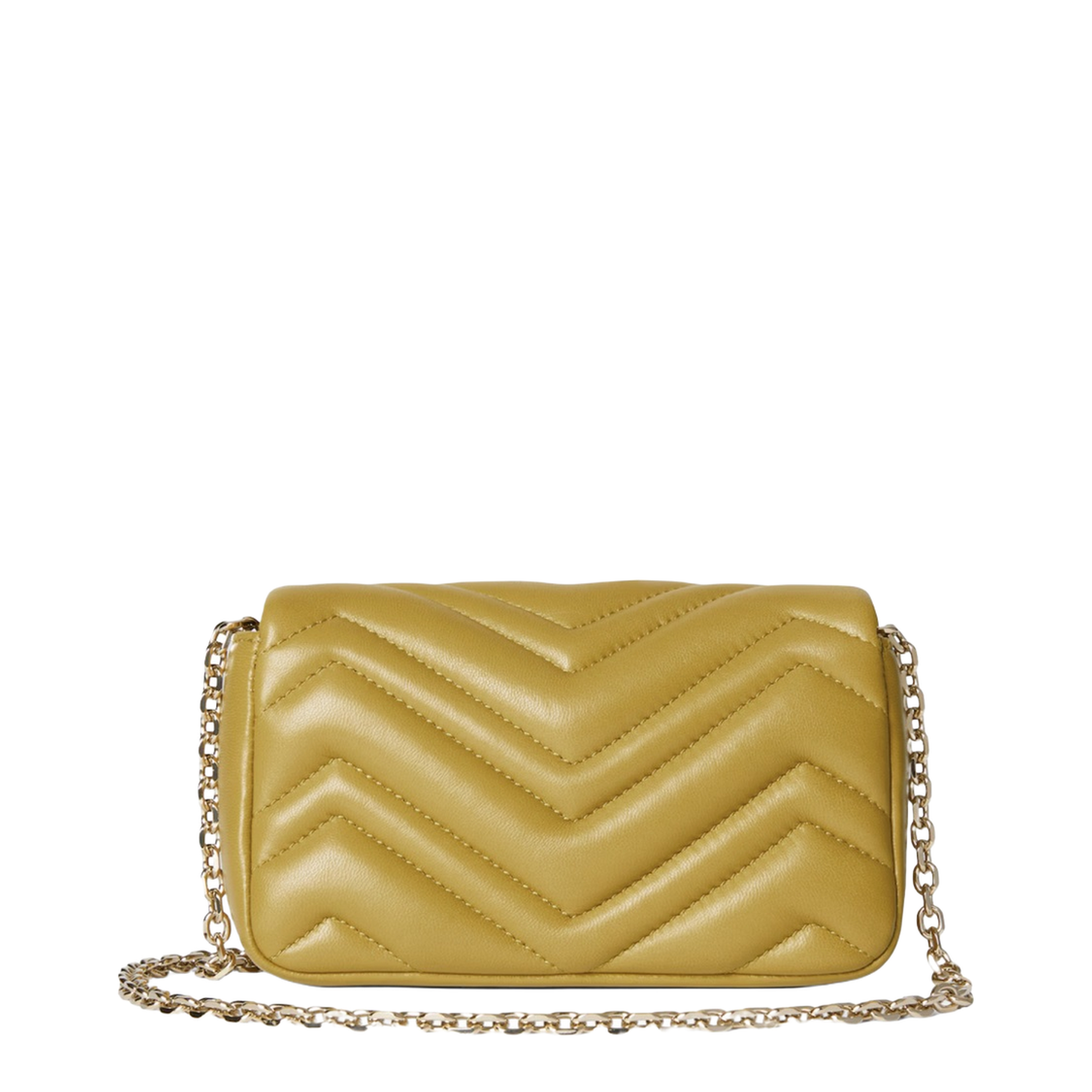 Marmont Mini Matelassé Chevron Leather Shoulder Bag - Mustard Yellow - Image 2
