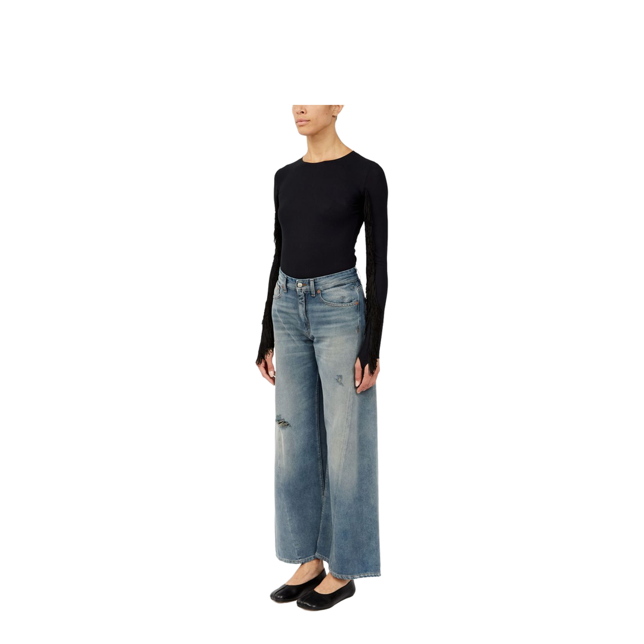 Wide-leg jeans with worn effect - Image 6