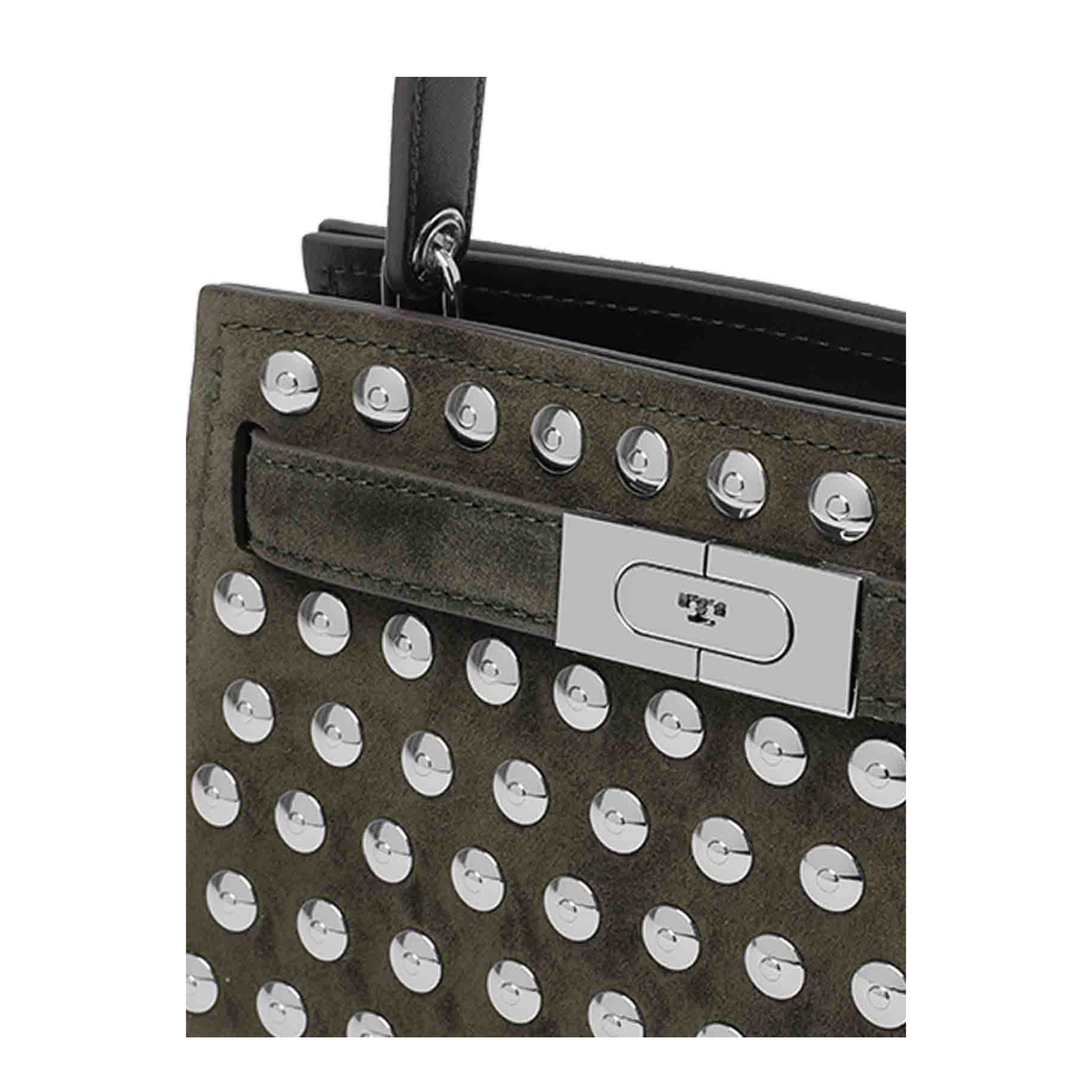 Lee Radziwill Mini Suede Tote Bag - Dark Olive Green - Image 4