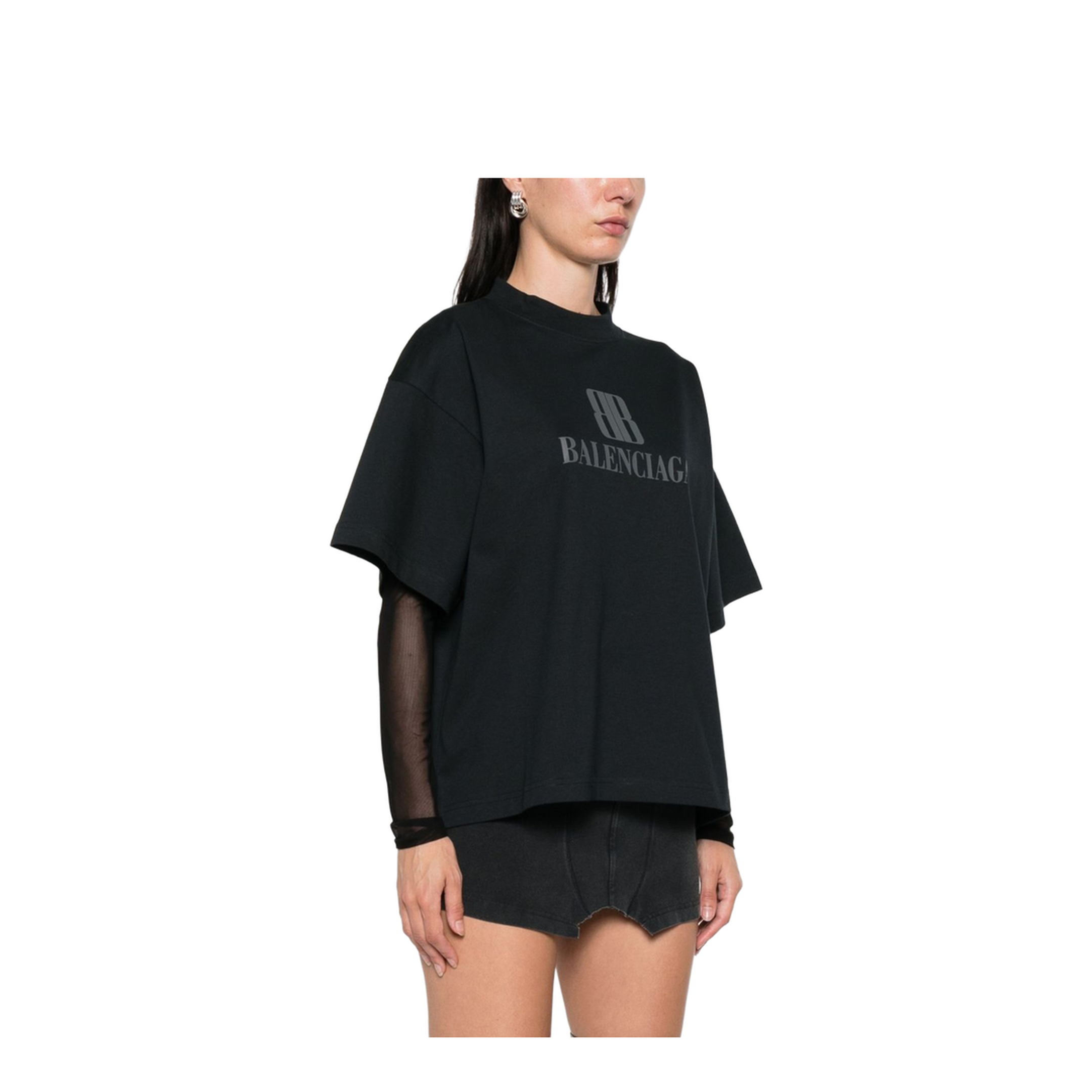 Cropped Nano Bb T-Shirt in Black - Image 5