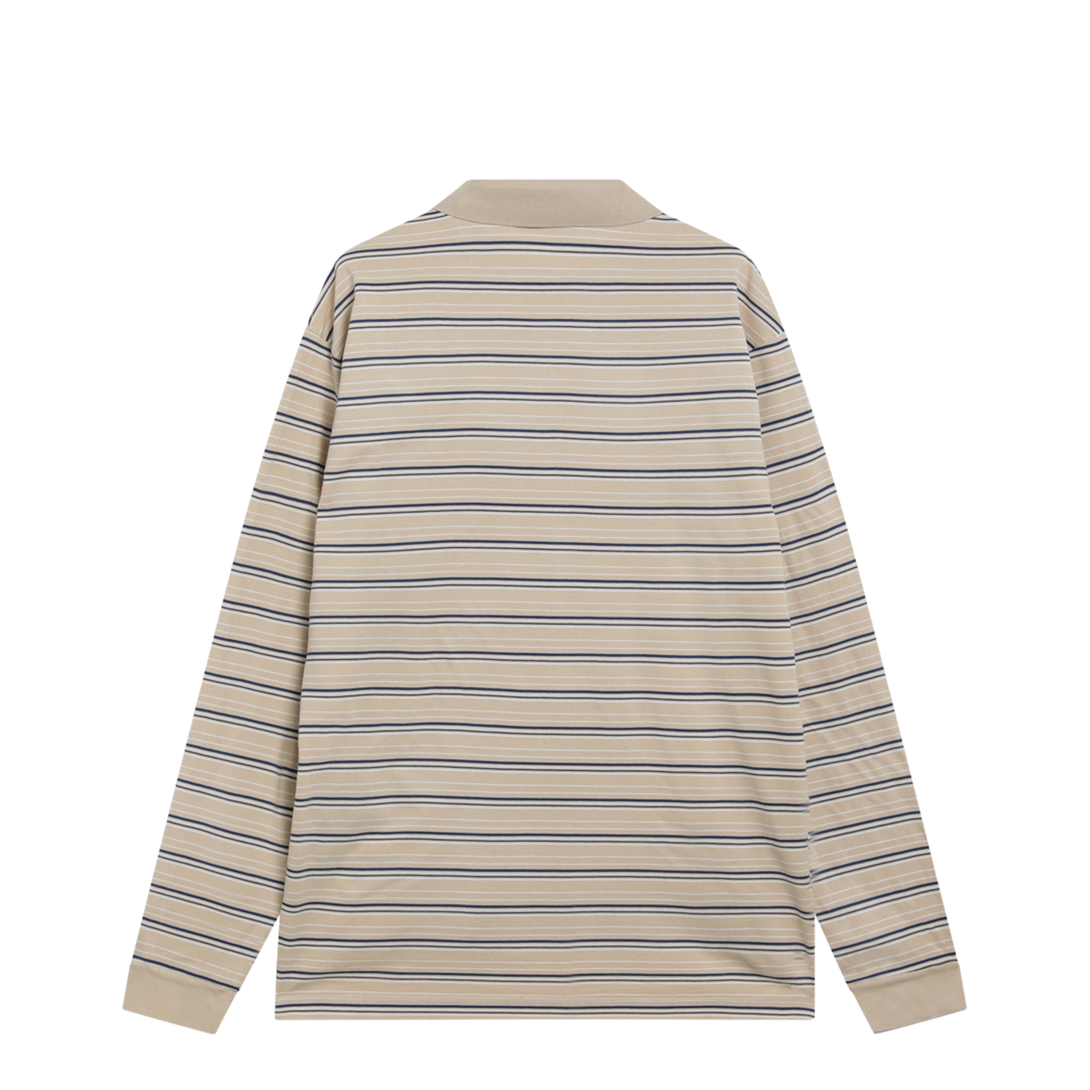 Striped Cotton Piqué Polo Shirt in Desert and Royal - Image 2