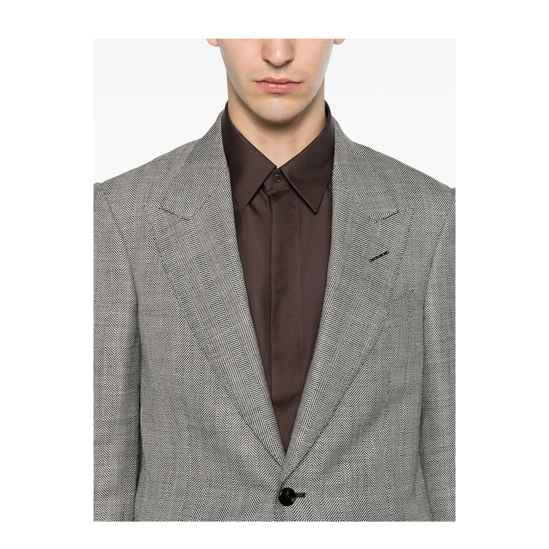 Herringbone-Pattern Wool Blend Blazer - Image 5