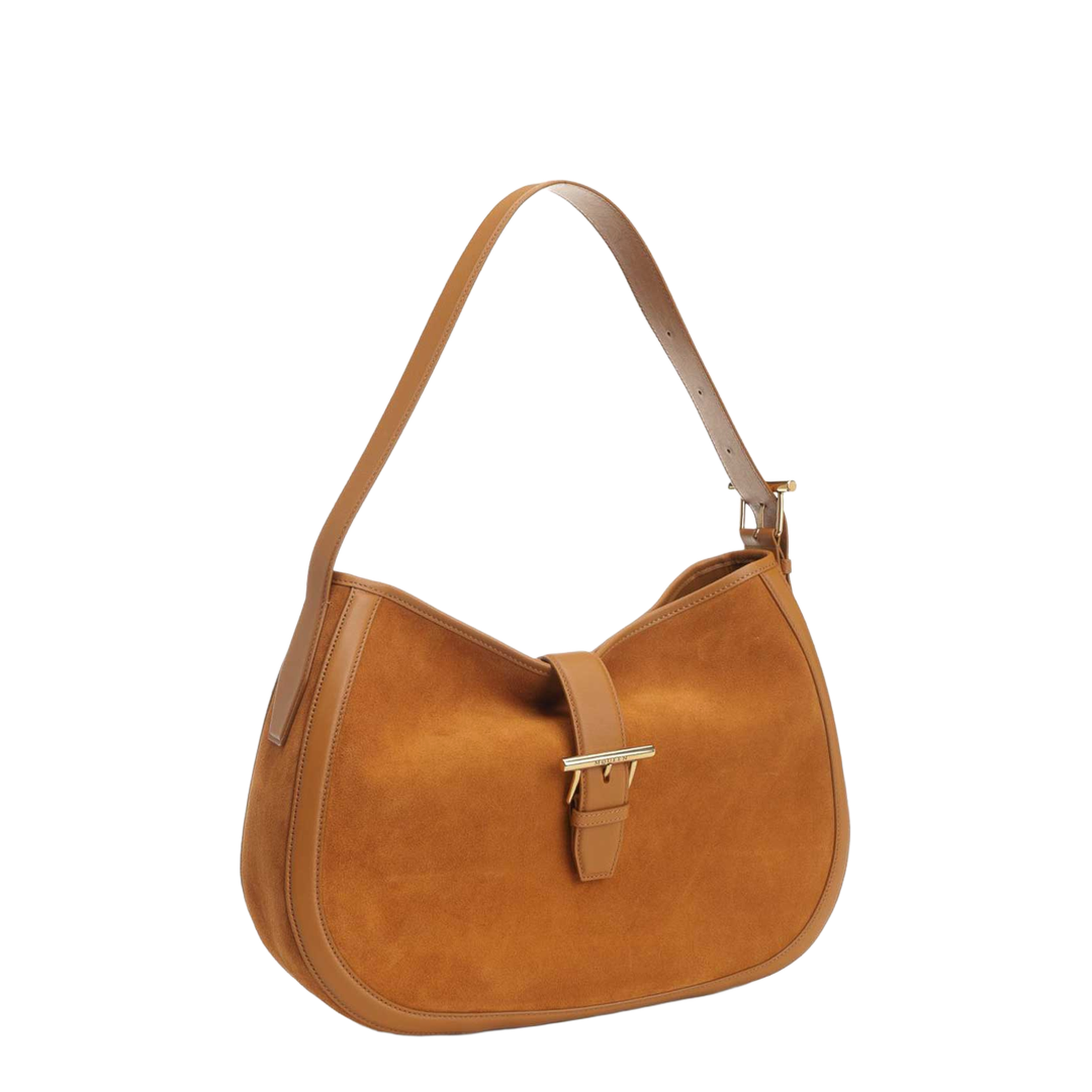 T-Buckle Suede Shoulder Bag - Brown - Image 2