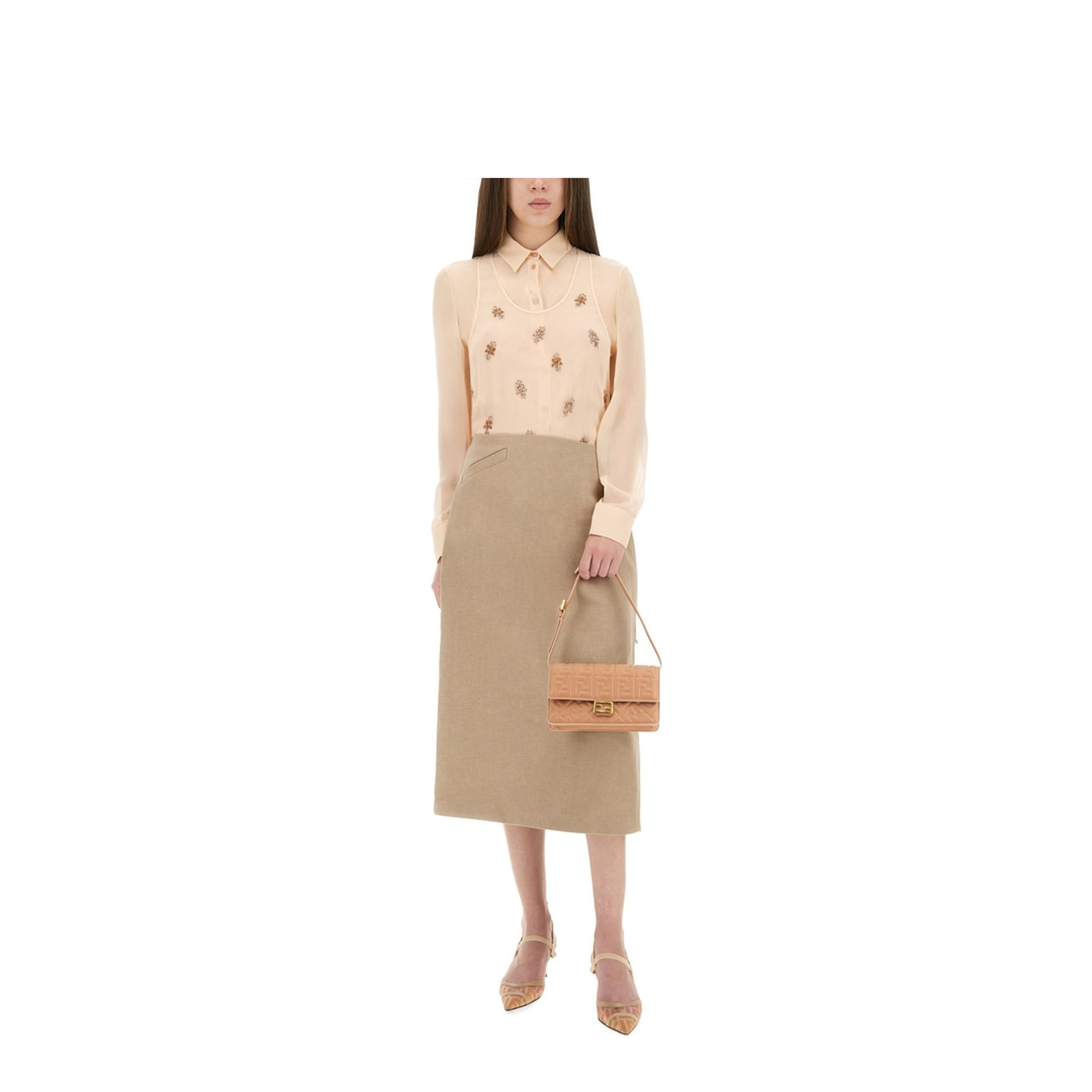 Linen Beige Longuette Skirt - Image 2