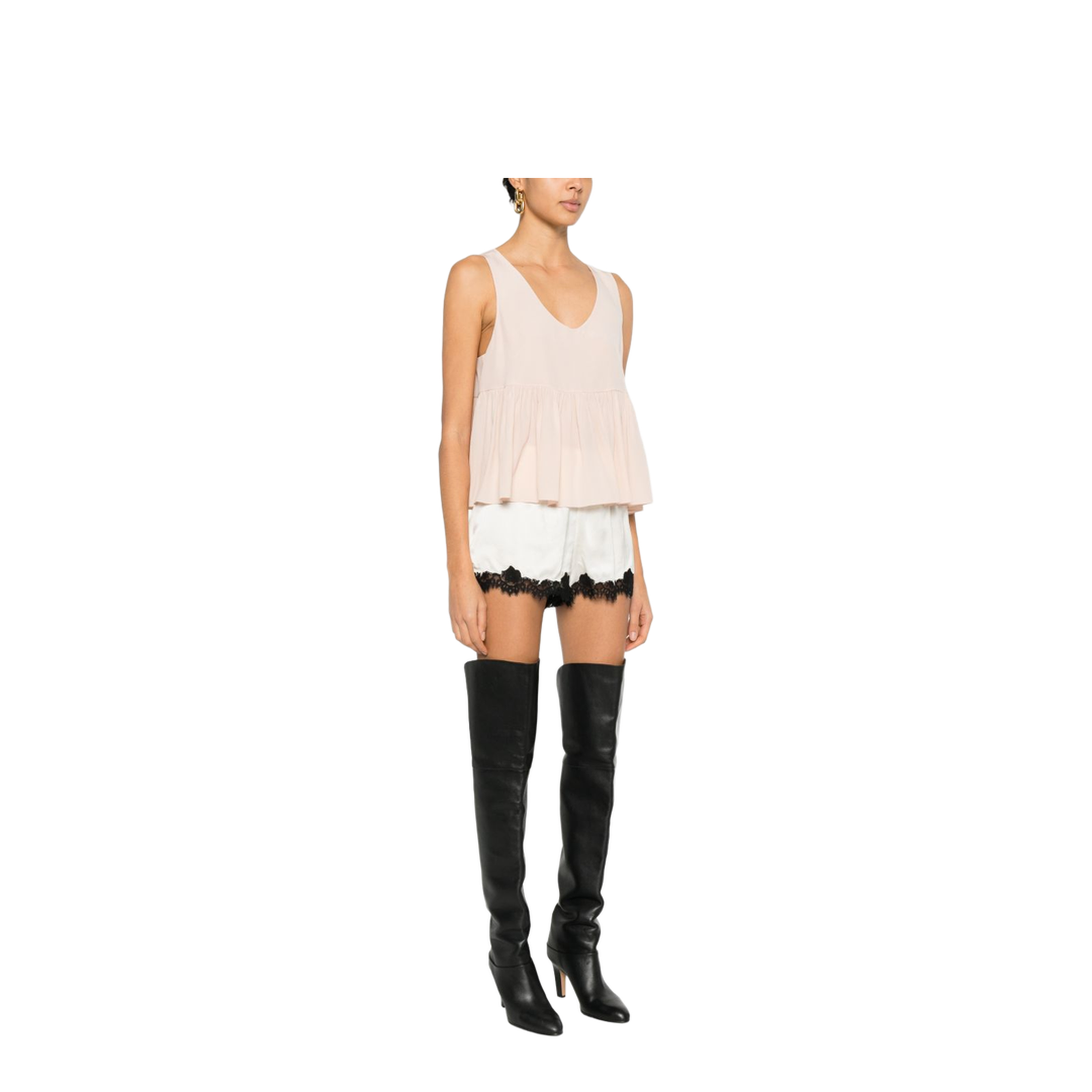 Gathered Sleeveless Top in Crêpe de Chine Pink - Image 4