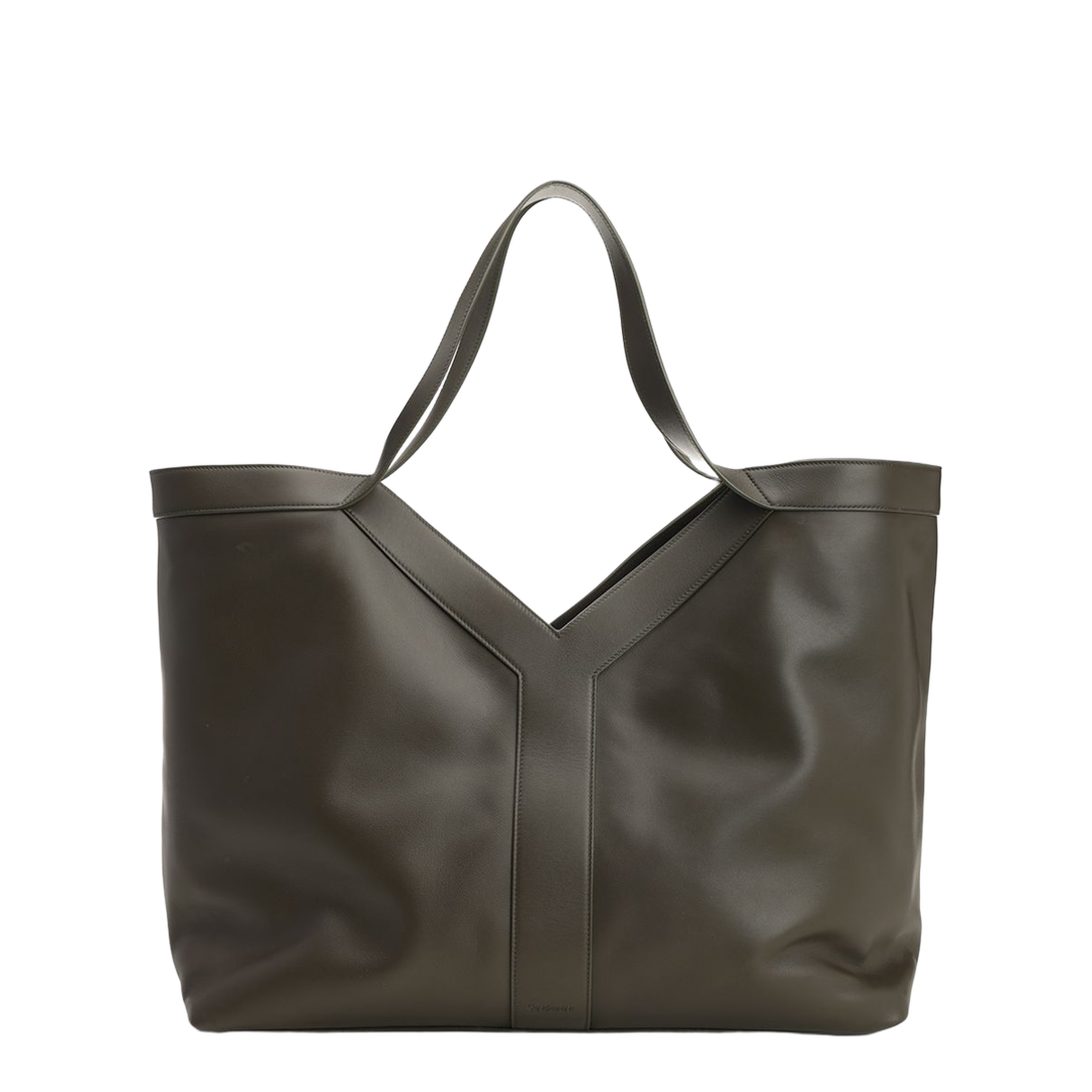 Y Large Smooth Leather Tote in Light Musk - Image 1