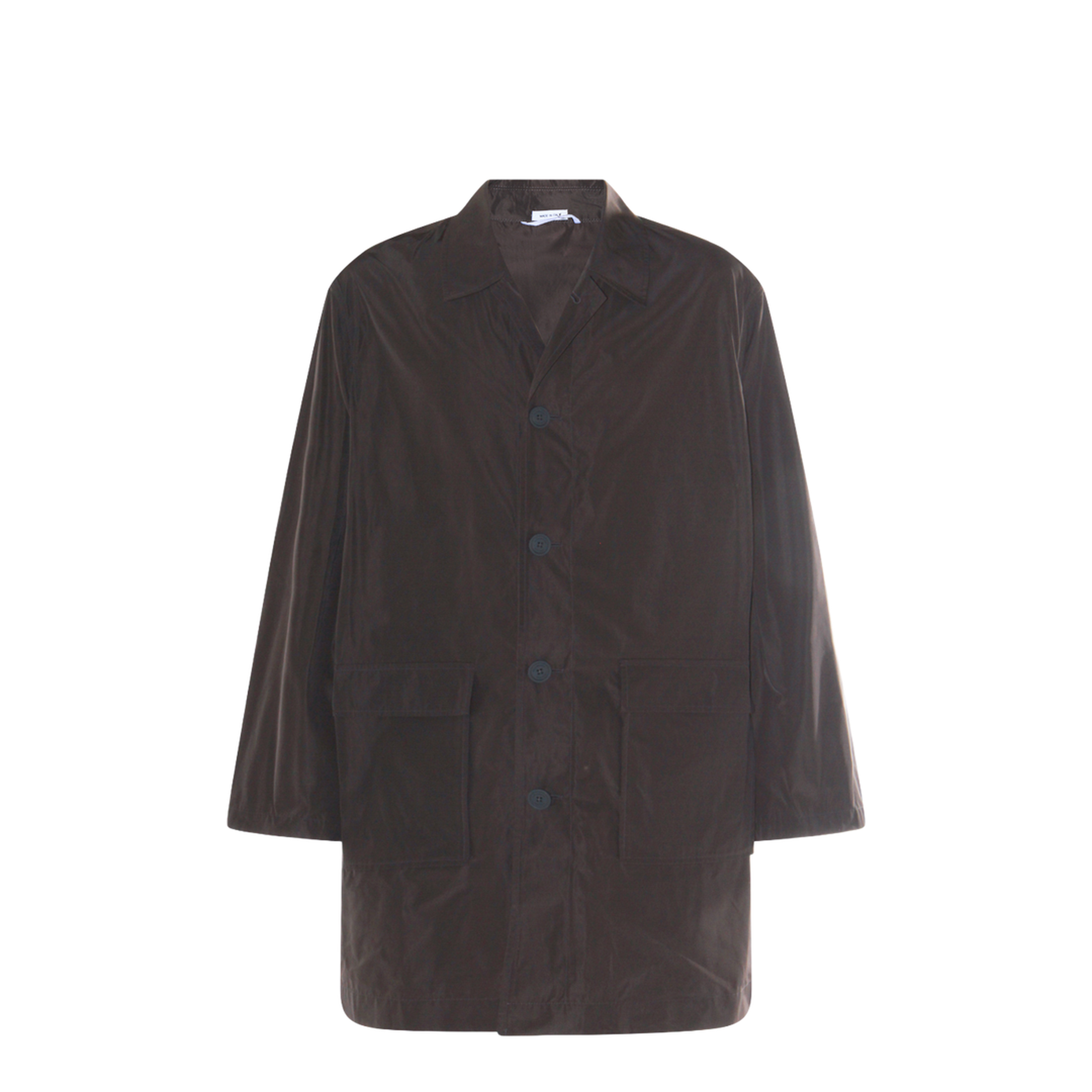 Logo-Print Single-Breasted Coat - Image 1