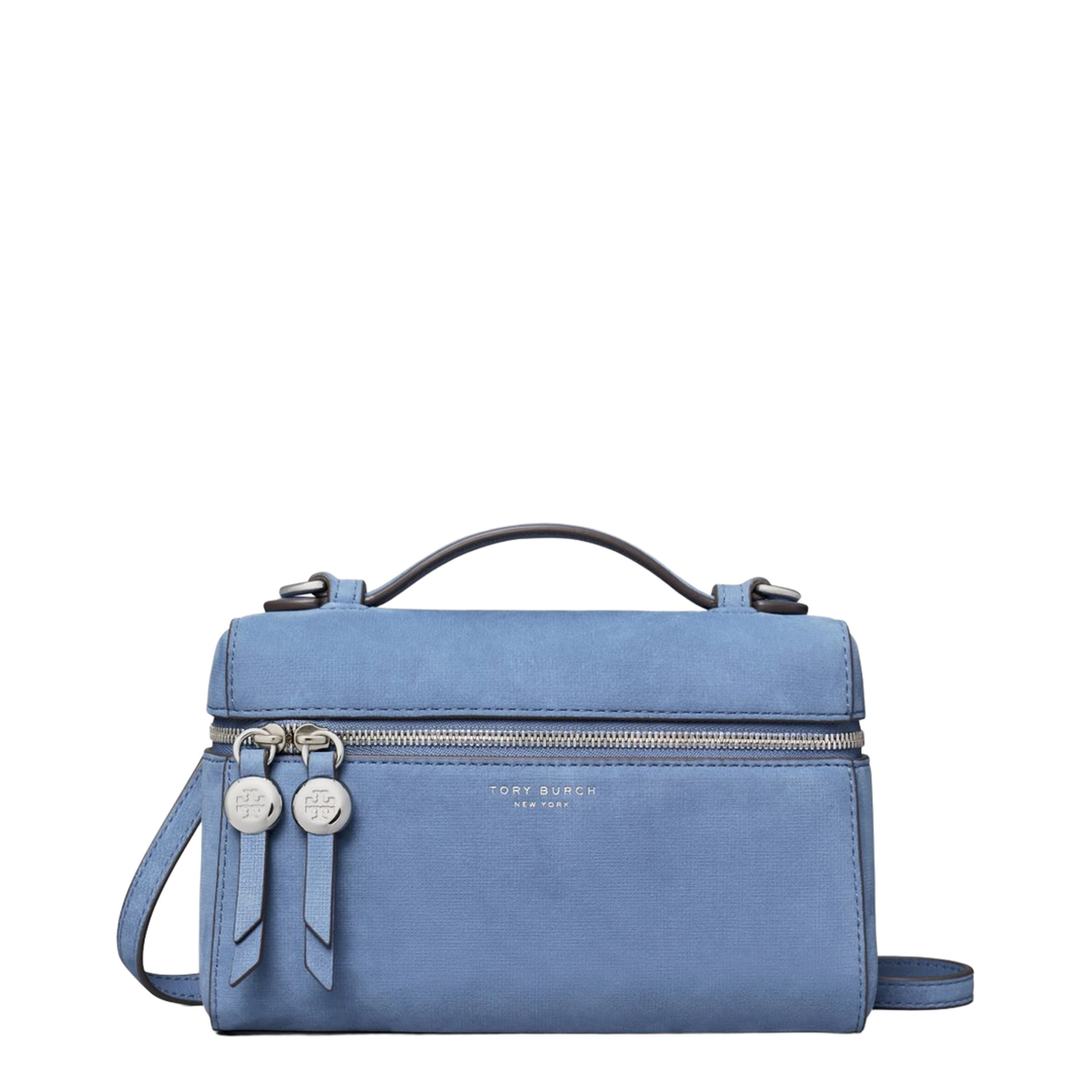 Romy Slim Nubuck Top Handle Crossbody - Soft Blue - Image 1