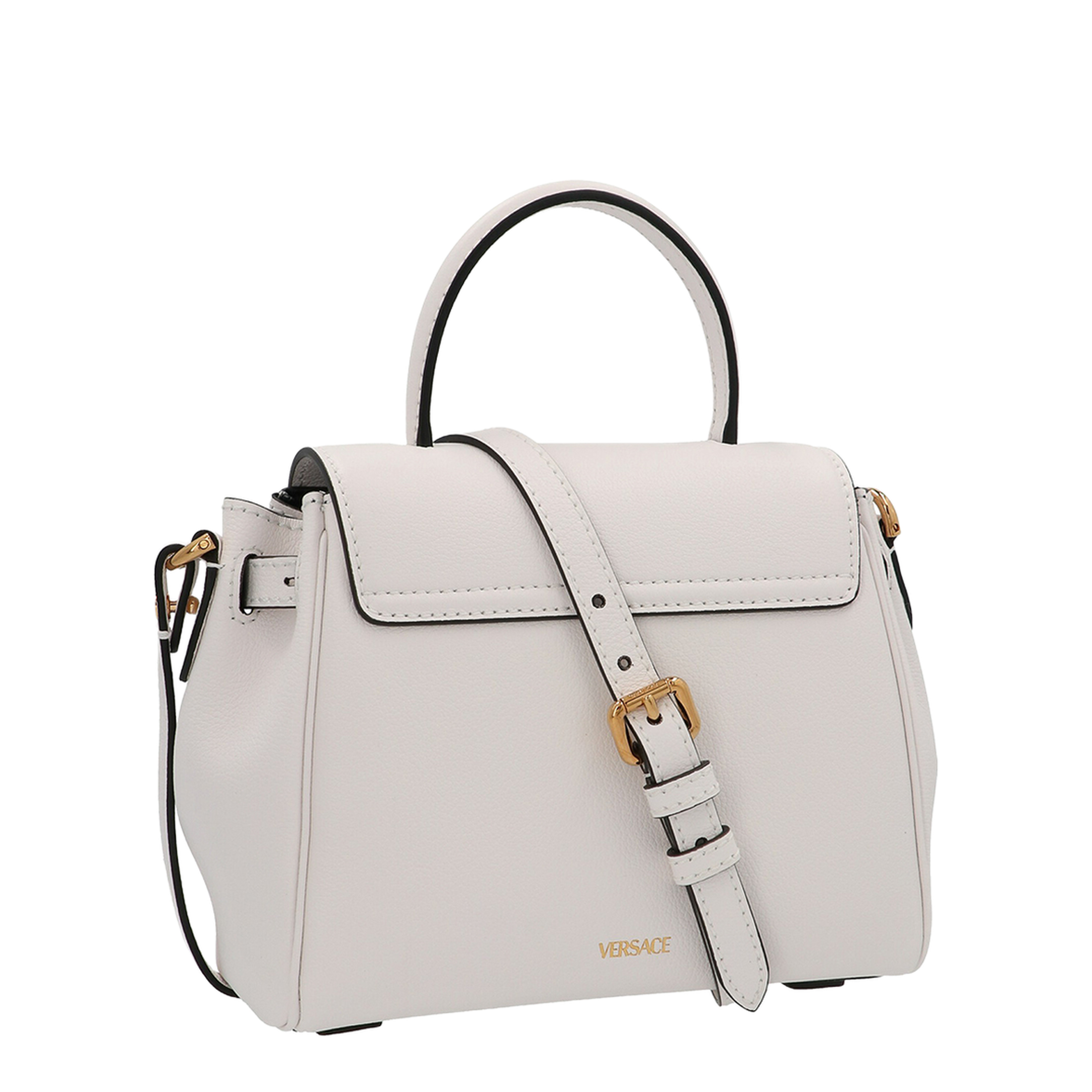 La Medusa Small Leather Top-Handle Bag - Optical White - Image 3