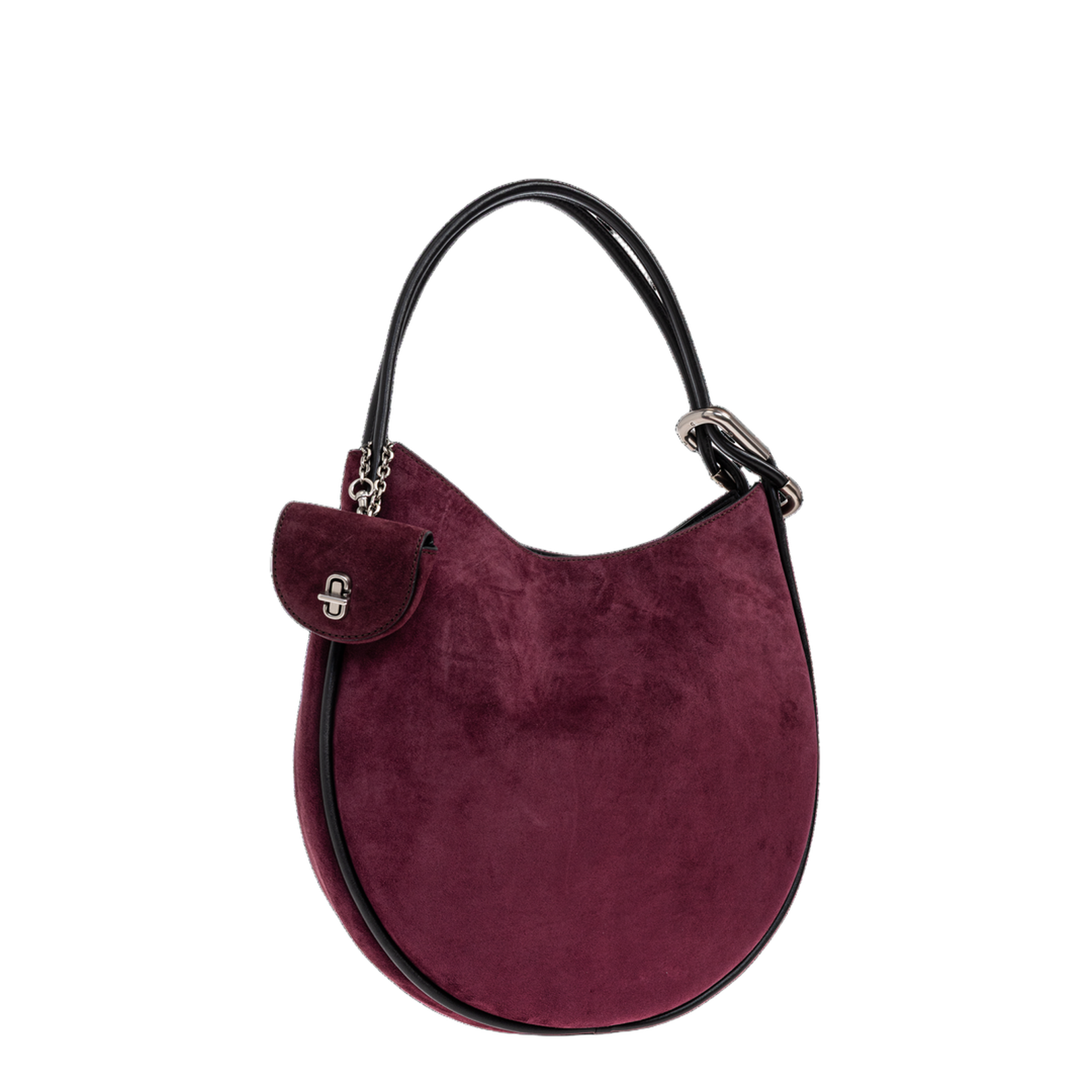 The Suede Large Dual Hobo Bag Dark Plum - Image 4
