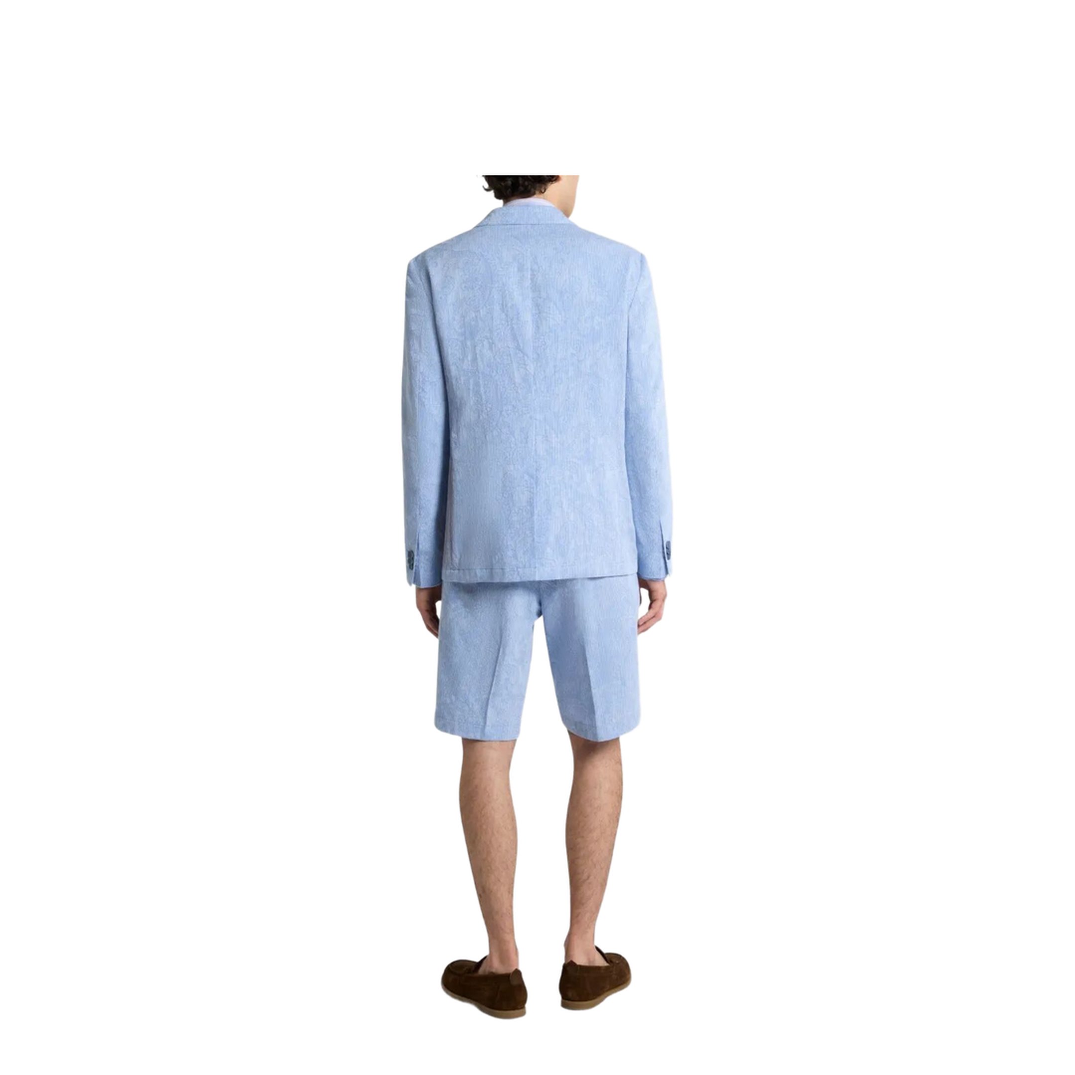 Single-Breasted Striped Cotton Jacket with Floral Paisley Motif - Image 3