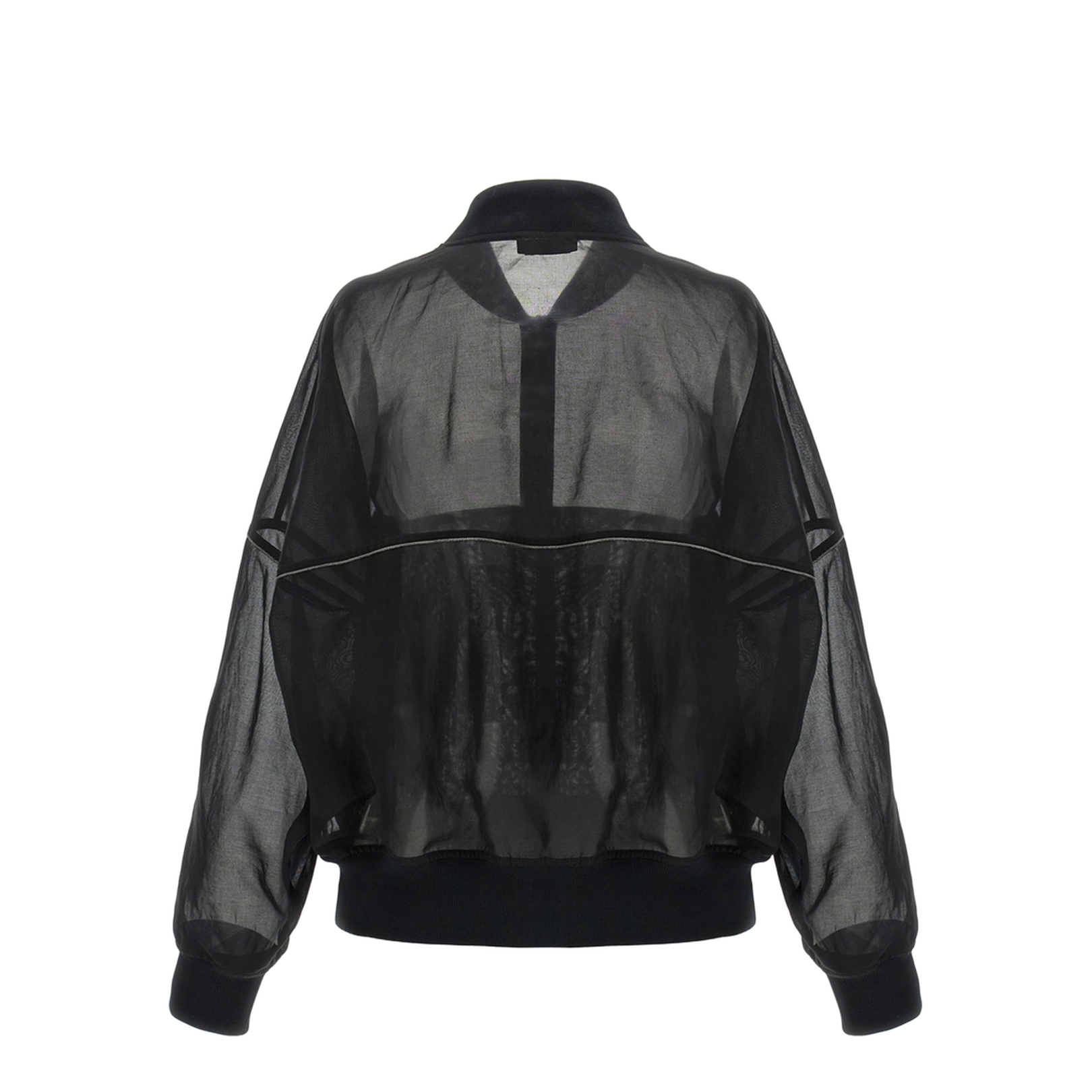 Cotton Organza Bomber Jacket with Shiny Trims - Image 2