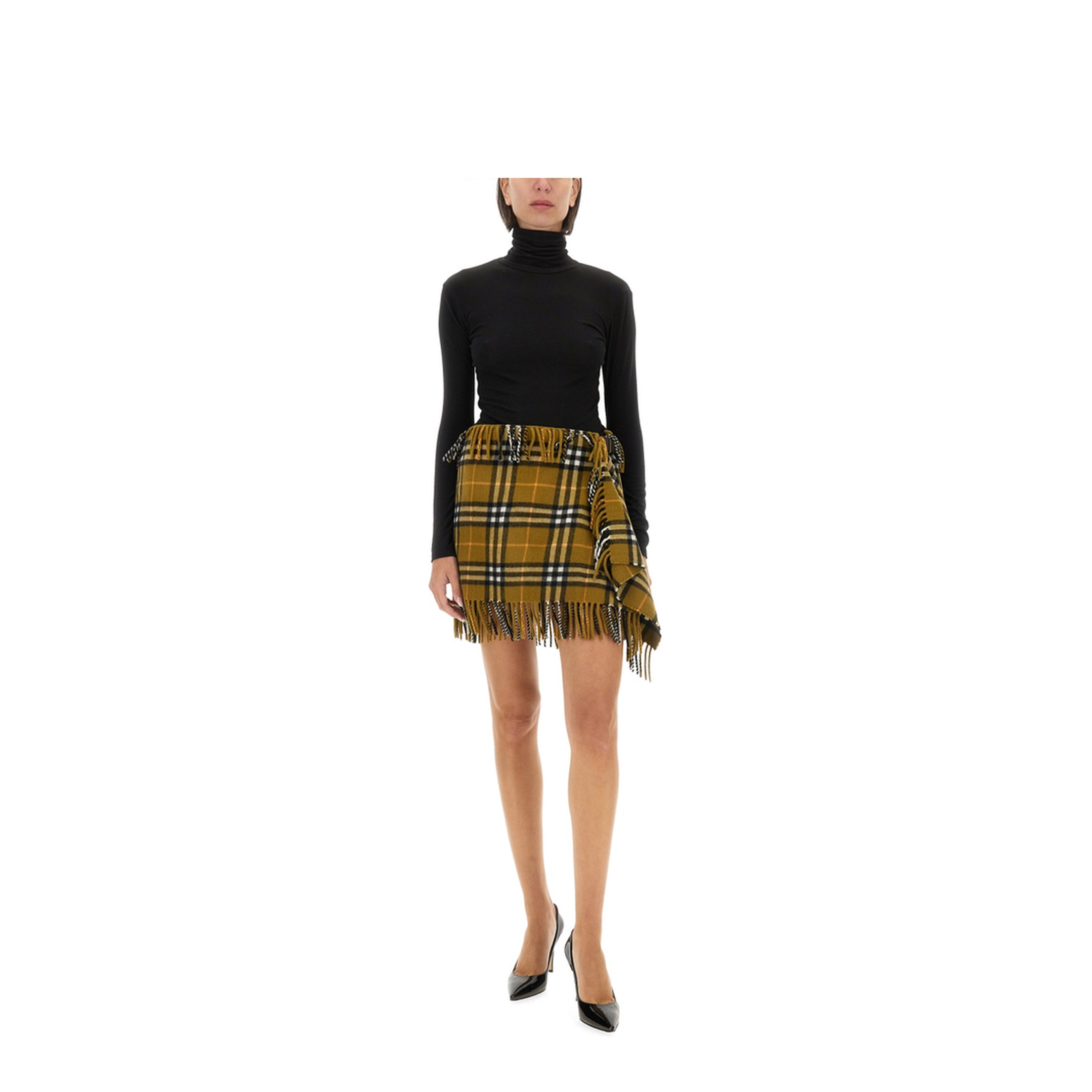 Wool and Cashmere Check Scarf Style Skirt - Image 2