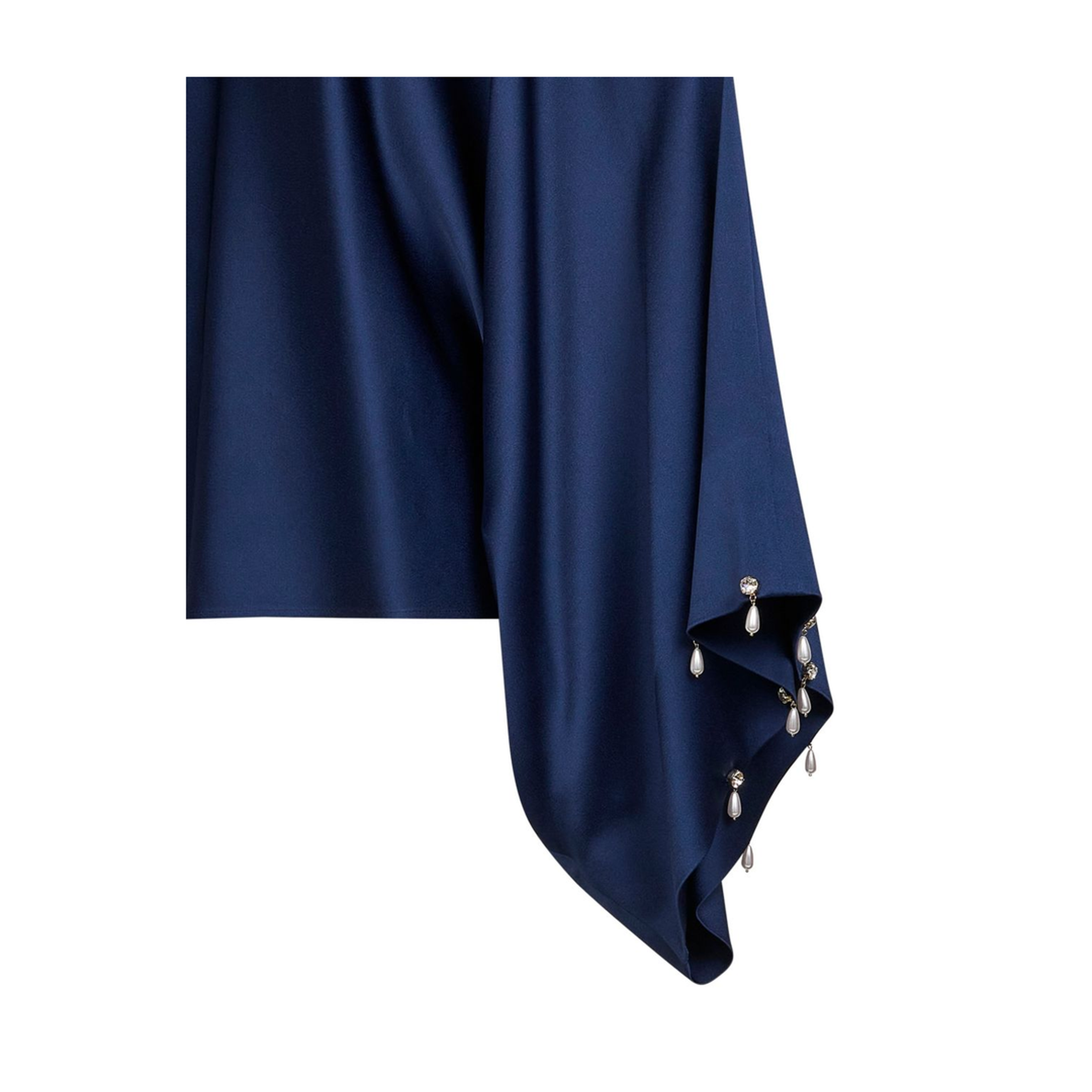 Navy Blue Oversized Viscose Satin Blouse - Image 3