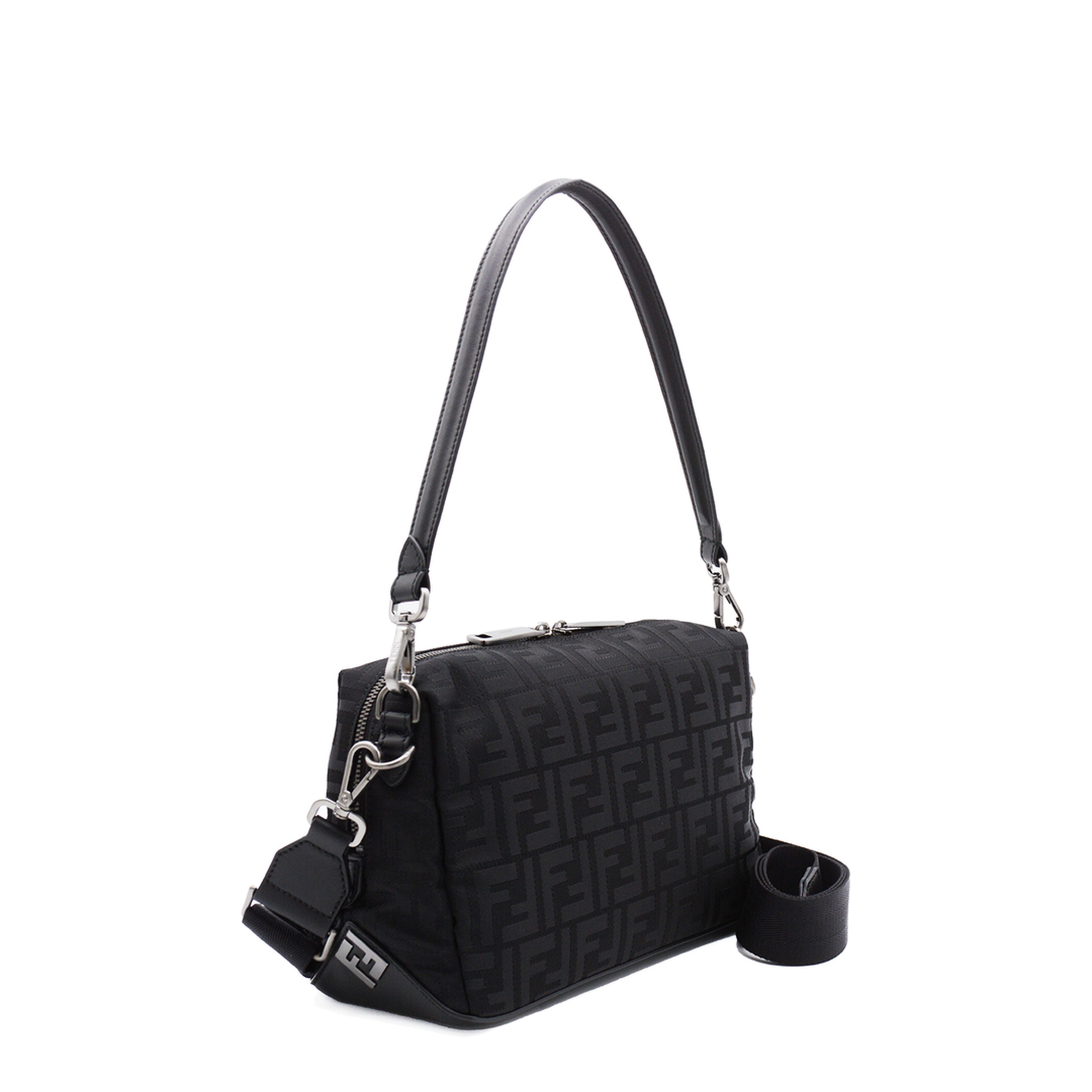 Lui Medium Nylon & Calf Leather Shoulder Bag - Black - Image 3