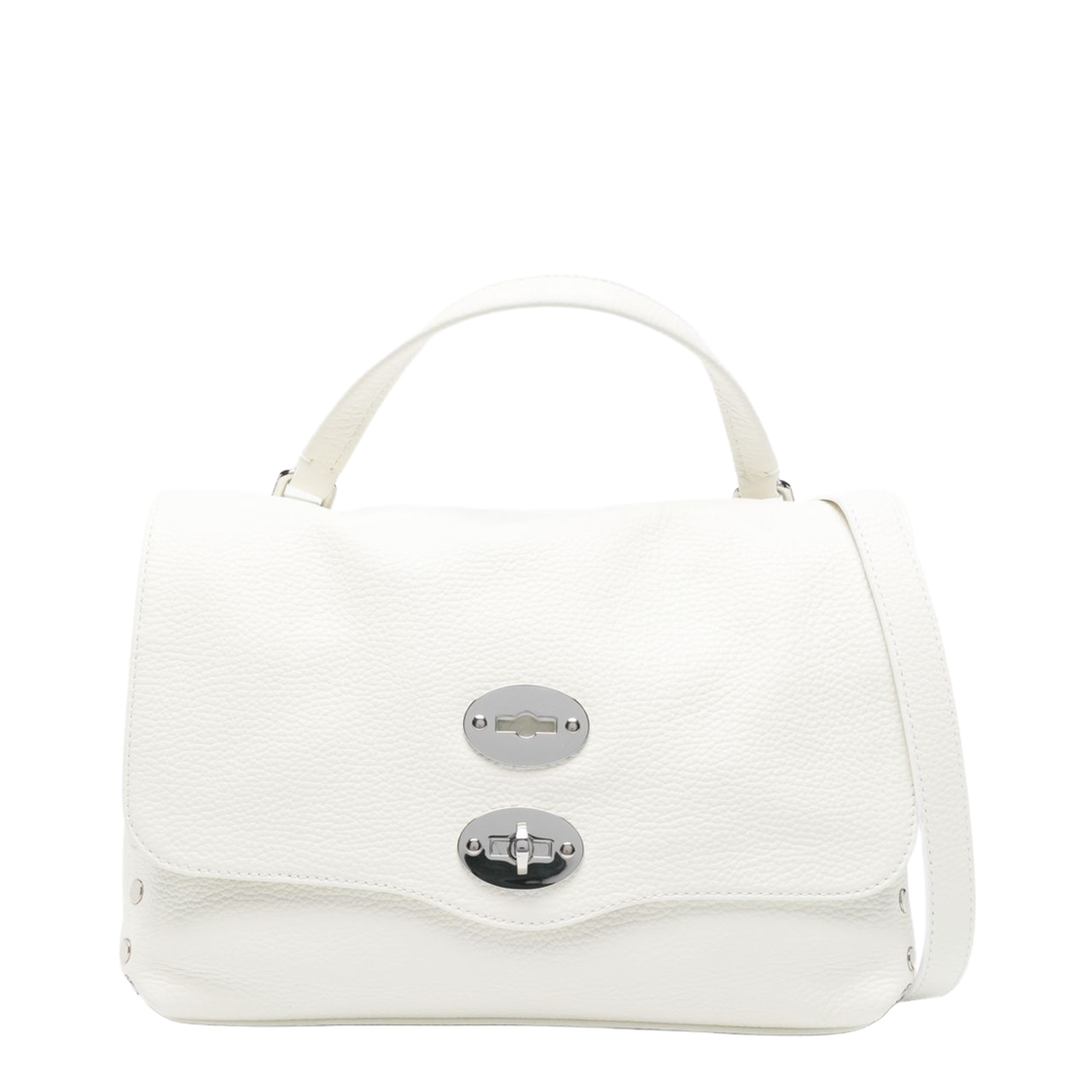 Postina Small Tumbled Leather Messenger Bag - Bianco Latte - Image 1