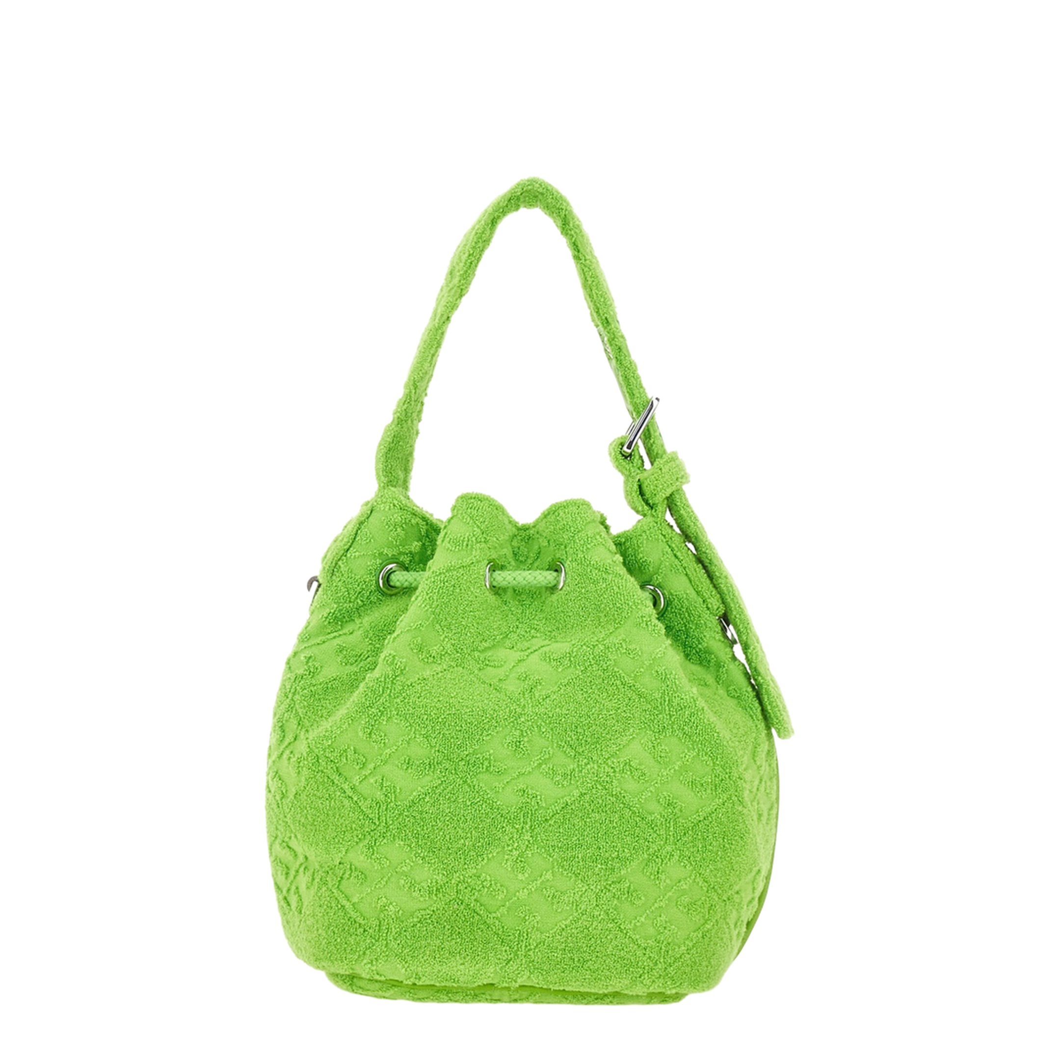 T Monogram Oversized Cotton Jacquard Bucket Bag - Bright Fern - Image 3