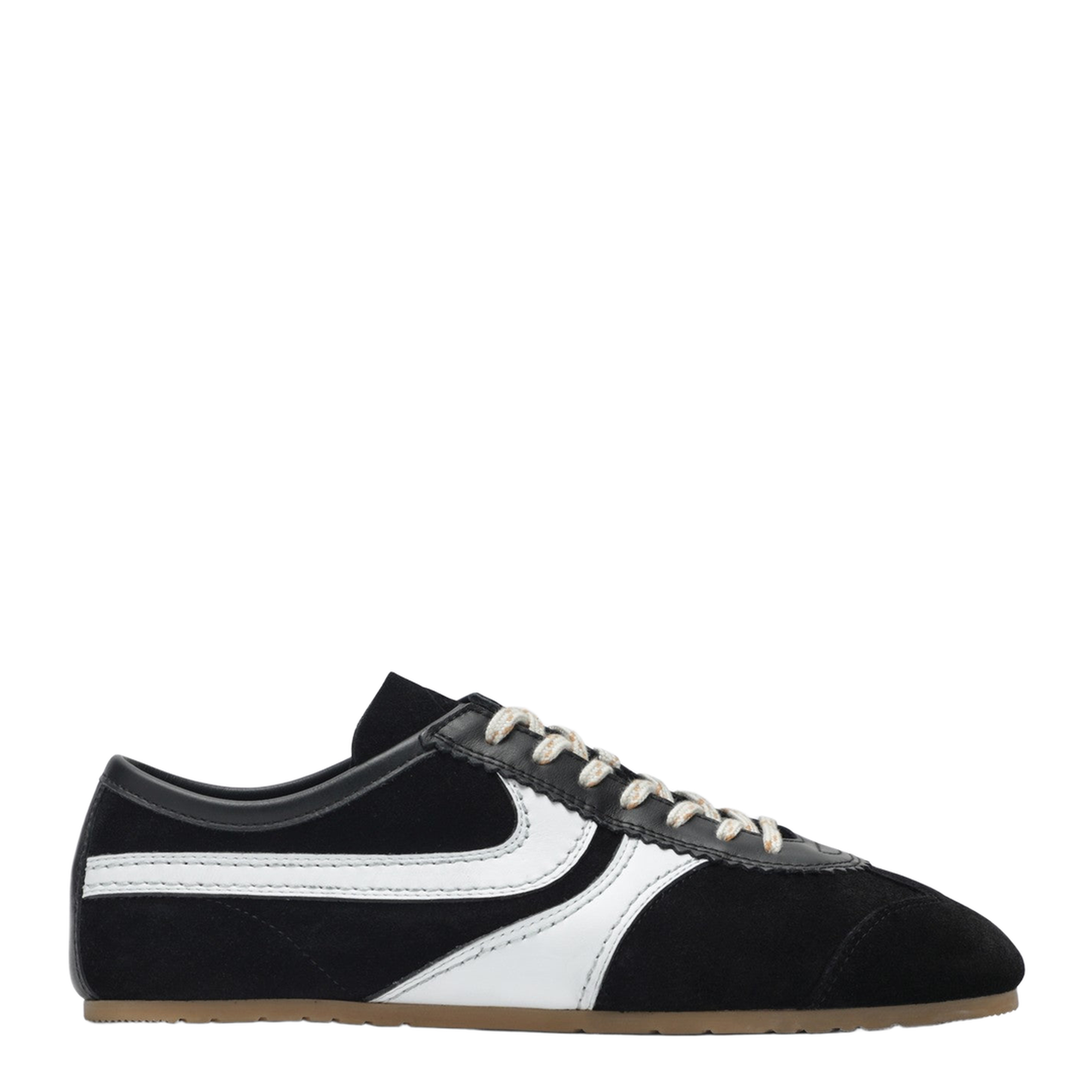 Black White Leather and Suede Sneakers - Image 1