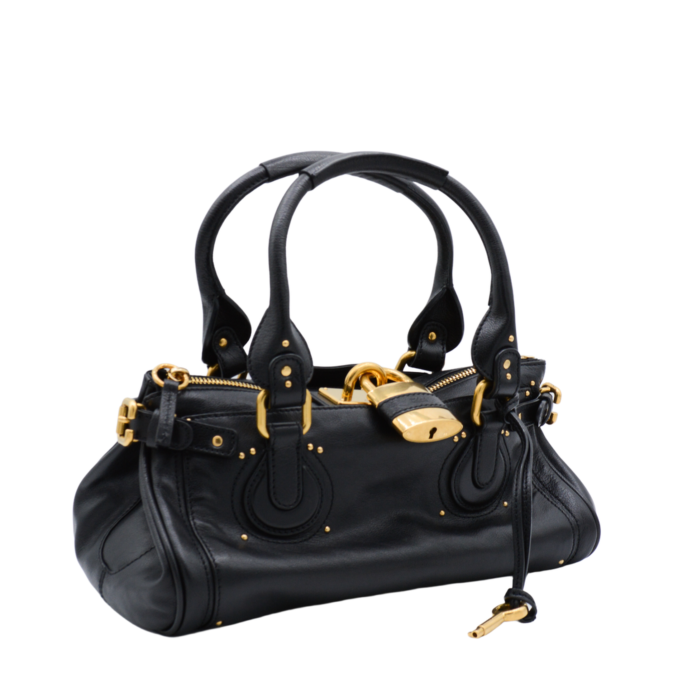 Paddington Grained Buffalo Leather Shoulder Bag - Black - Image 4